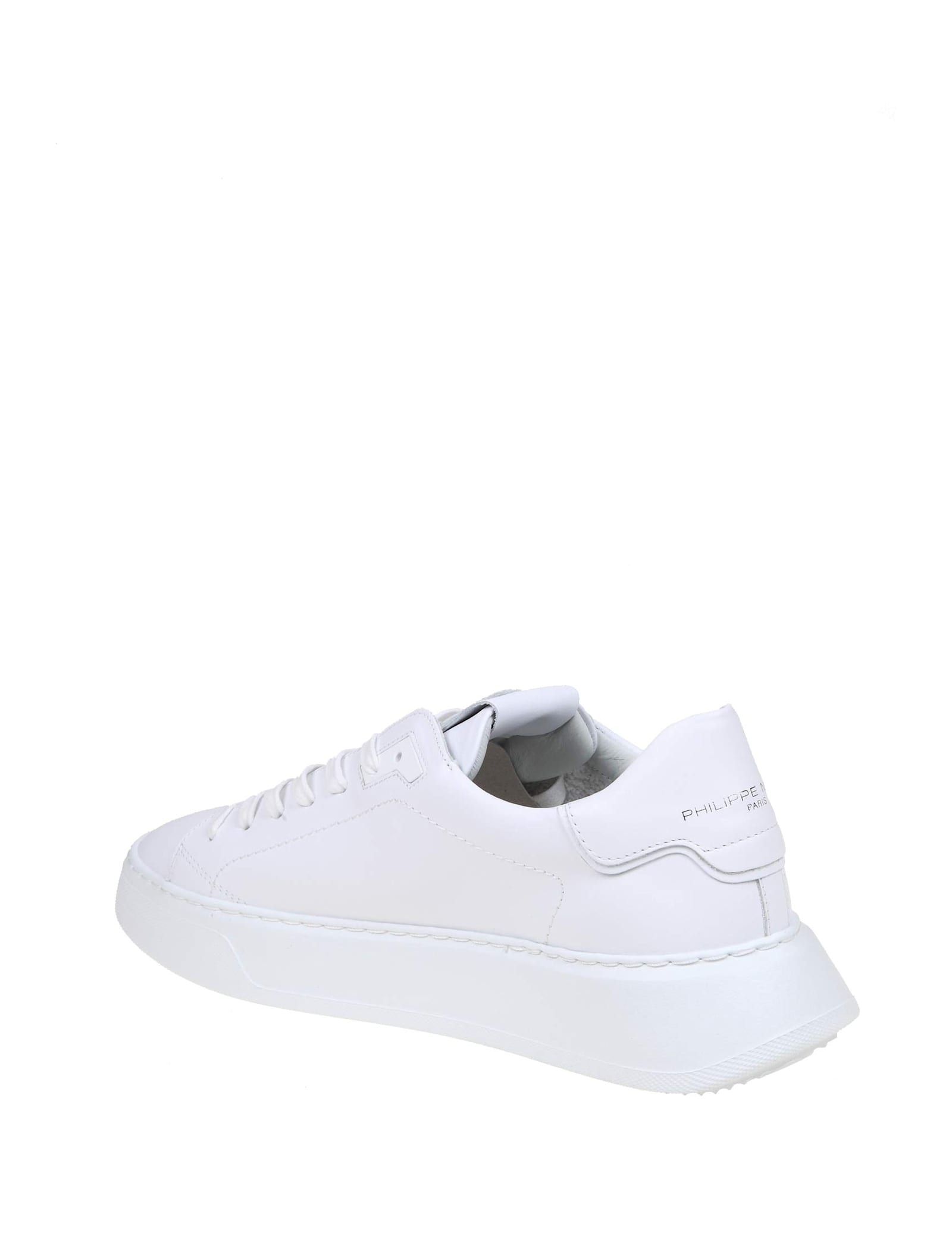 PHILIPPE MODEL TEMPLE LOW SNEAKERS IN WHITE LEATHER 