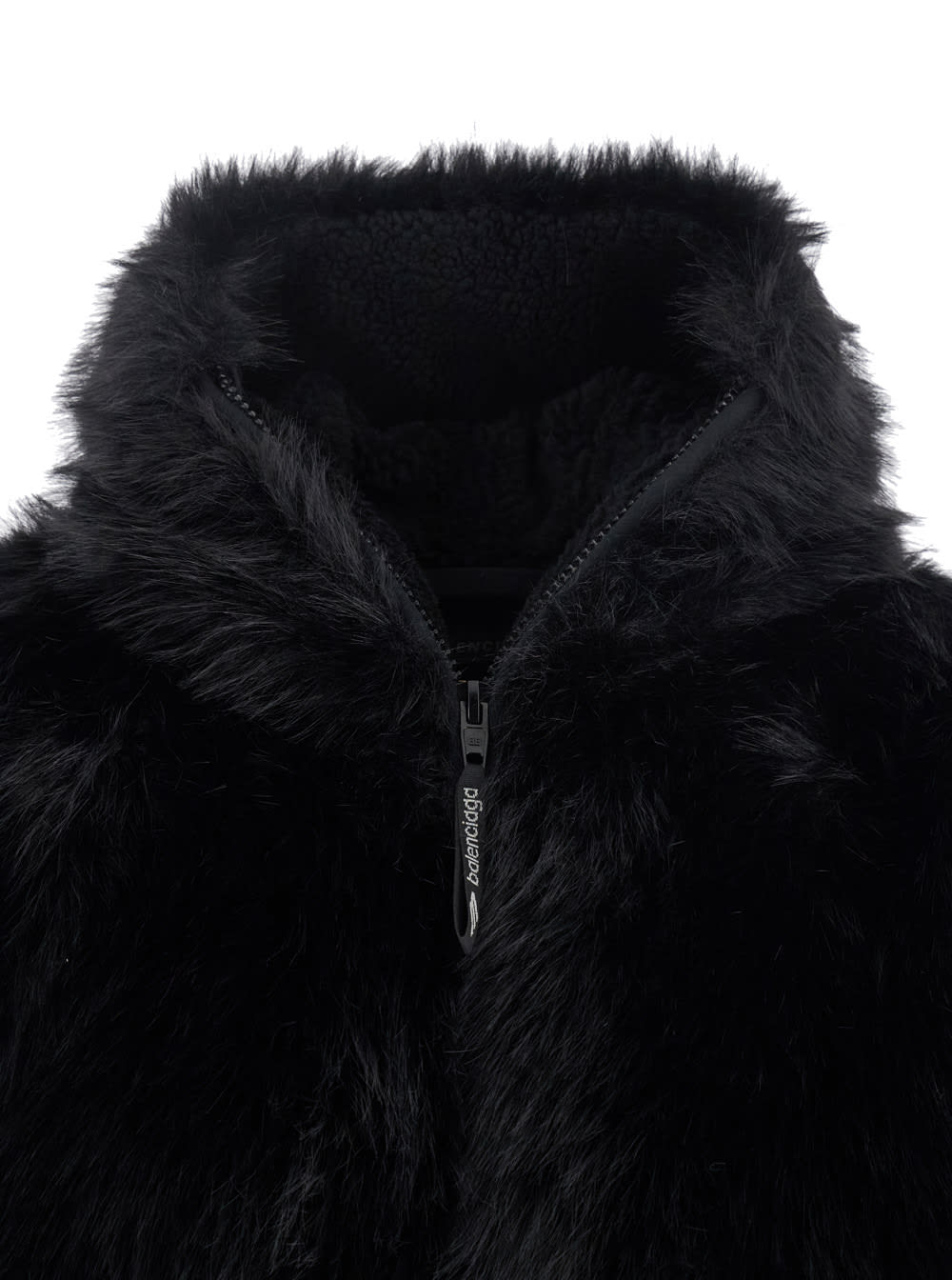 Shop Balenciaga Ski Zip Up Hoodie Fake Fur Look In Black