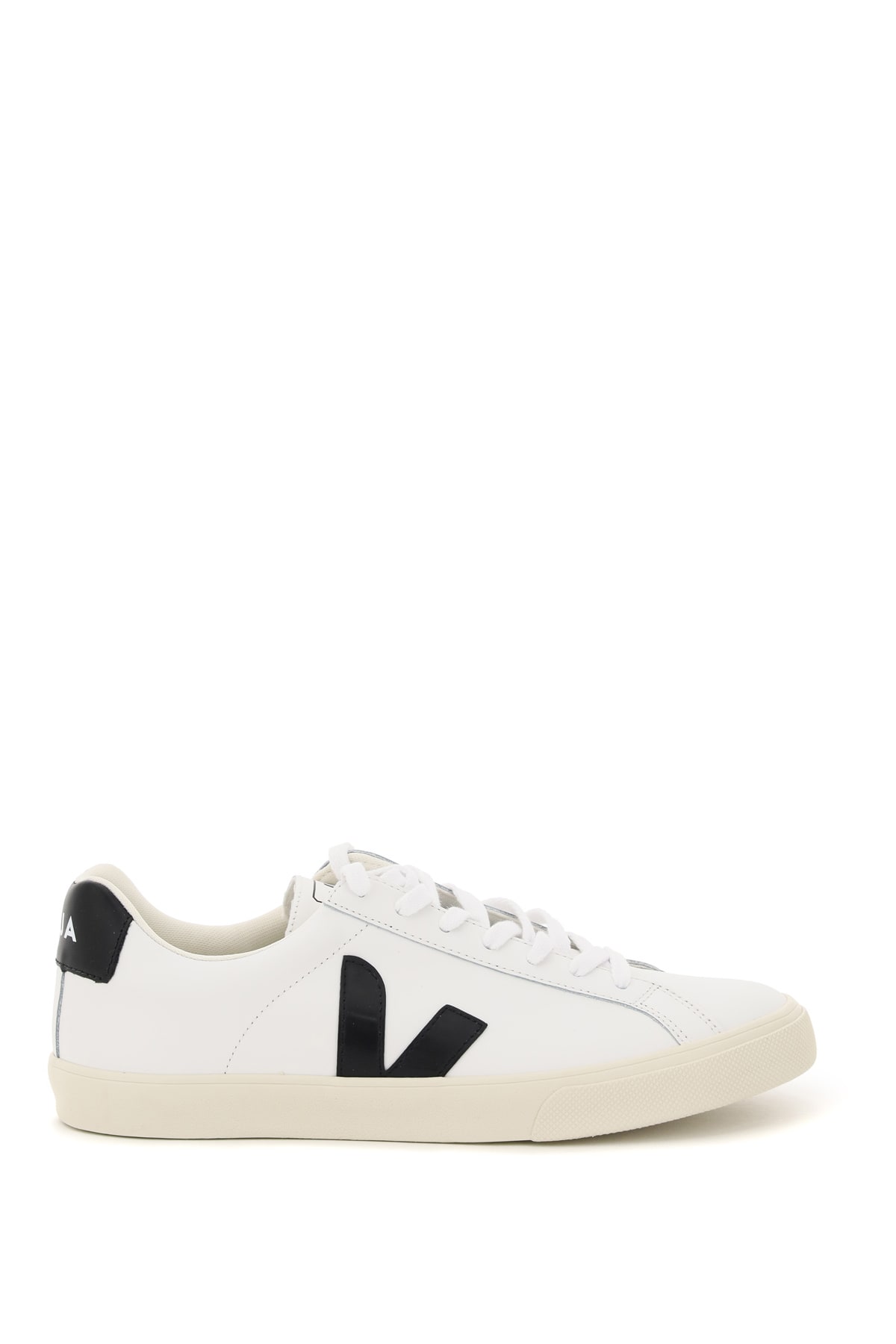 Shop Veja Esplar Leather Sneakers In Extra White Black (white)