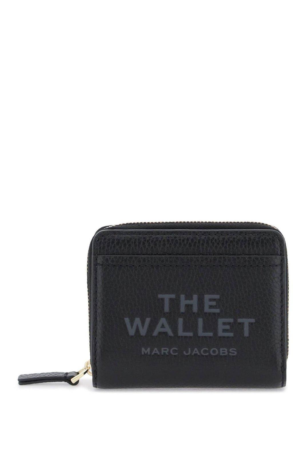 Shop Marc Jacobs Logo Printed Zipped Mini Compact Wallet In Black