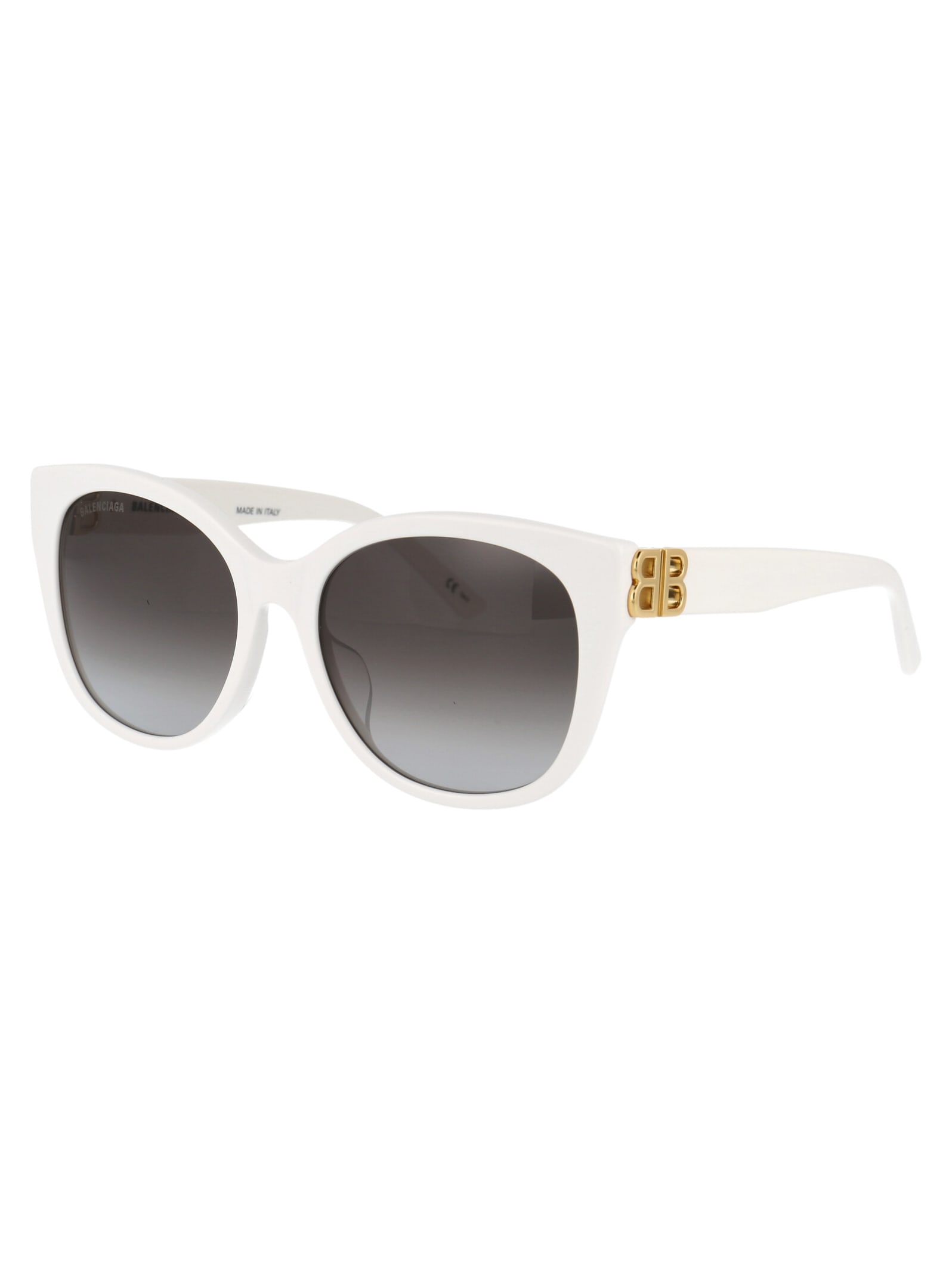 Shop Balenciaga Bb0103sa Sunglasses In 006 White Gold Grey