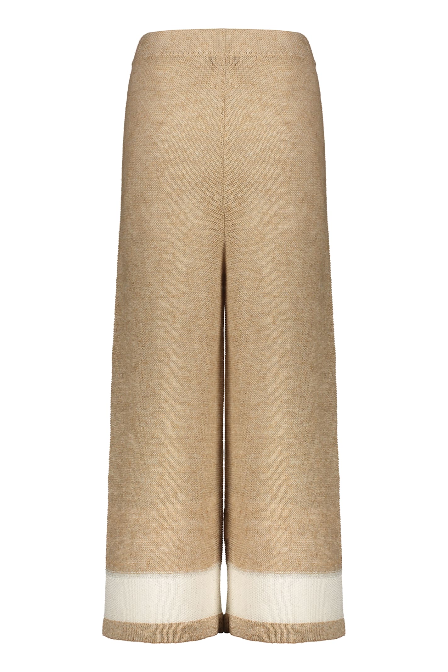 Fabiana Filippi Wide-leg Knitted Trousers In Beige