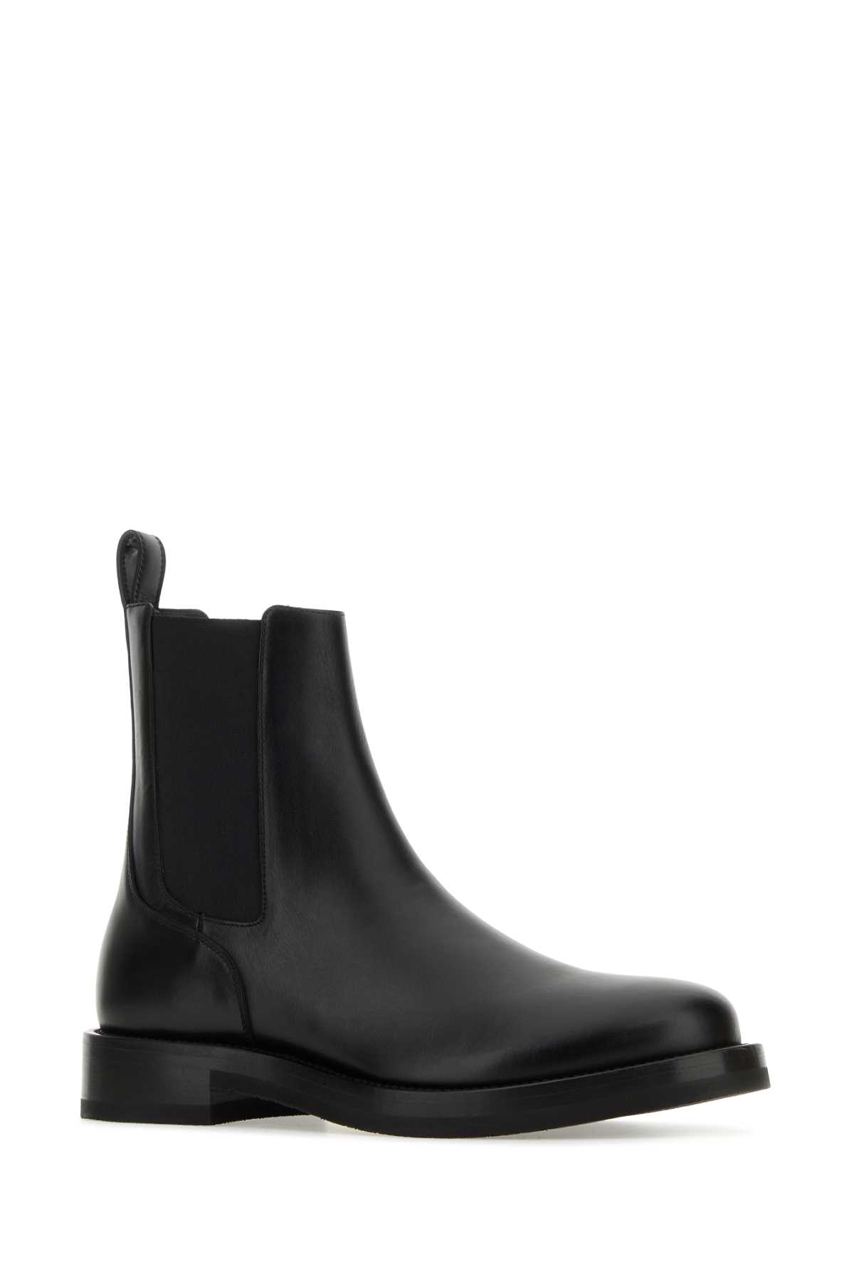 Shop Valentino Black Leather Rockstud Ankle Boots In Nero