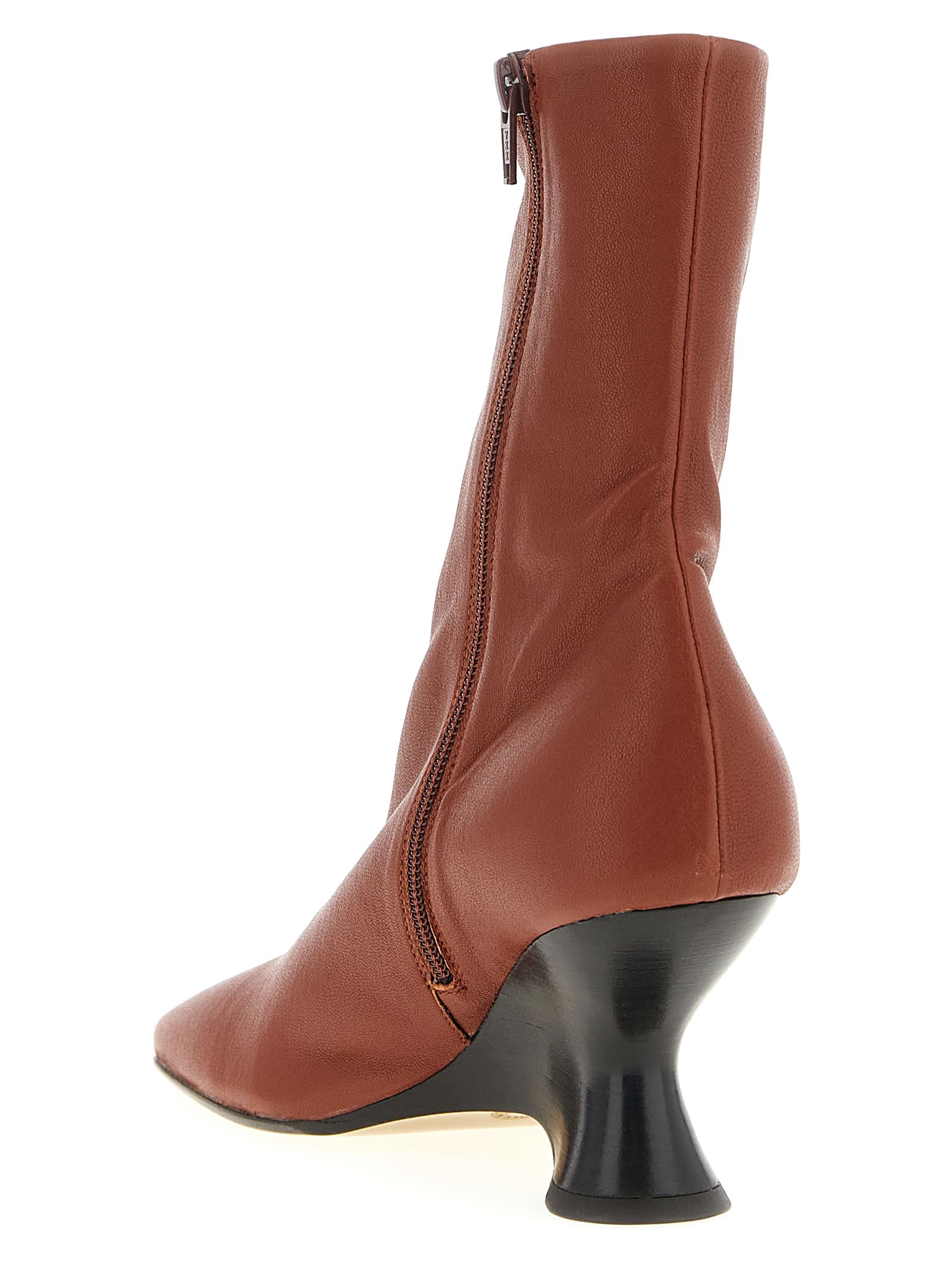 Dries Van Noten Brown Heeled Ankle Boots In Multi