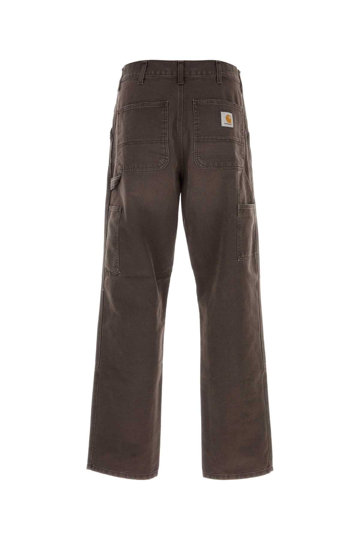 Carhartt Double Knee Wide-leg Organic Cotton-canvas Carpenter Trousers In Brown