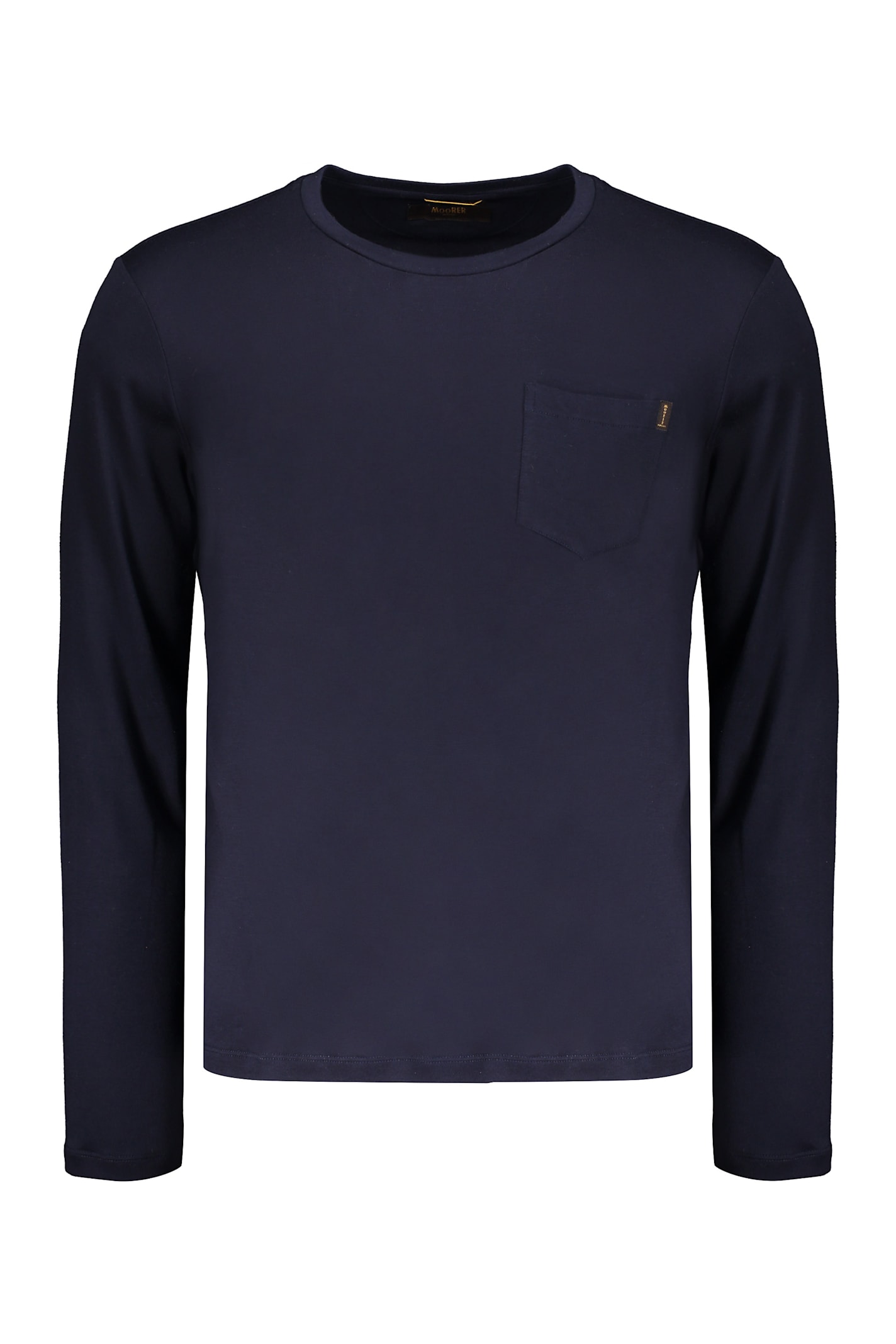 Moorer T-shirt Navy With Long Sleeves In Blue