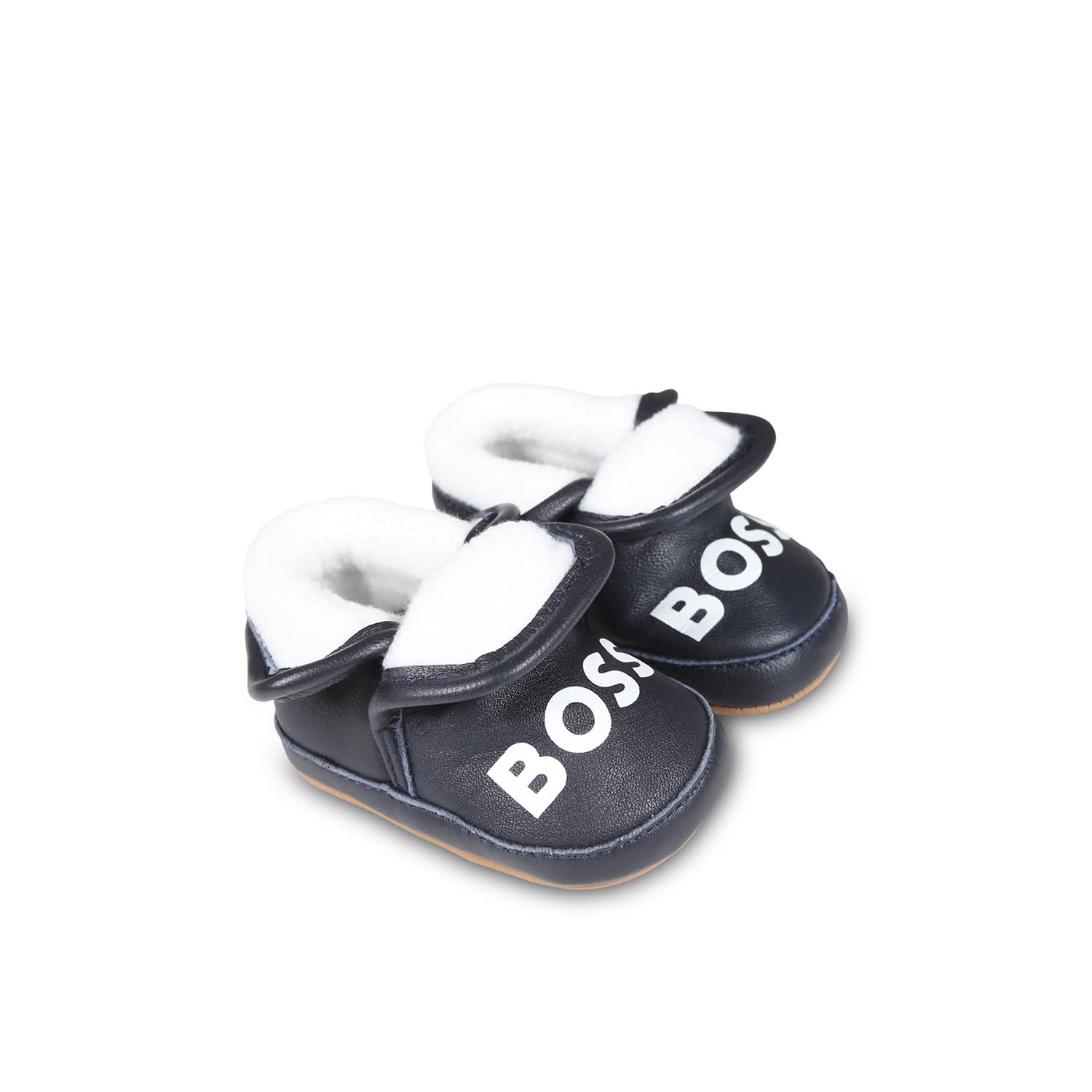 Hugo Boss Blue Slippers For Baby Boy With Logo In Blue