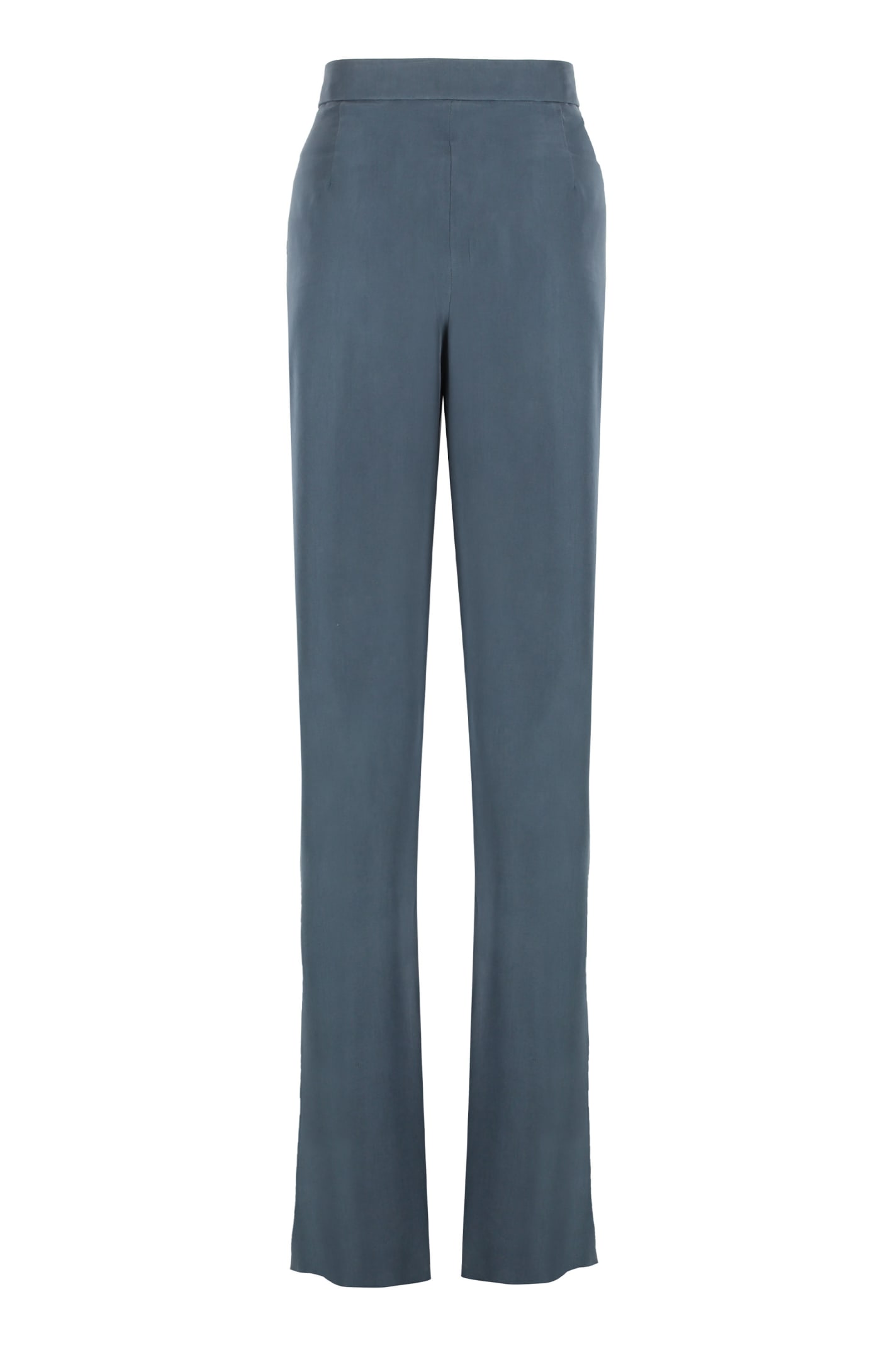 Shop Giorgio Armani Silk Trousers In Grey