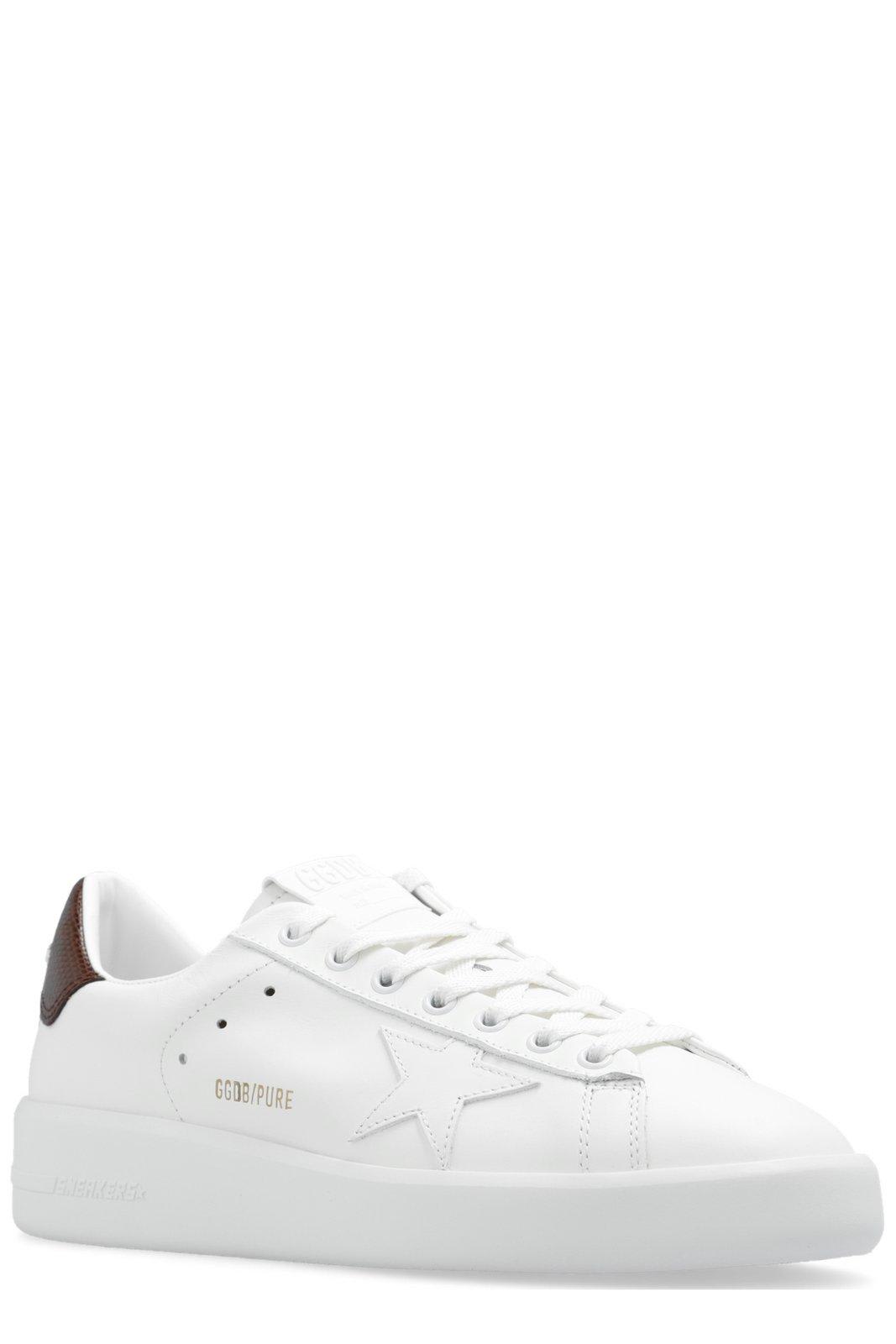 Shop Golden Goose Pure-star Lace-up Sneakers In White/burgundy