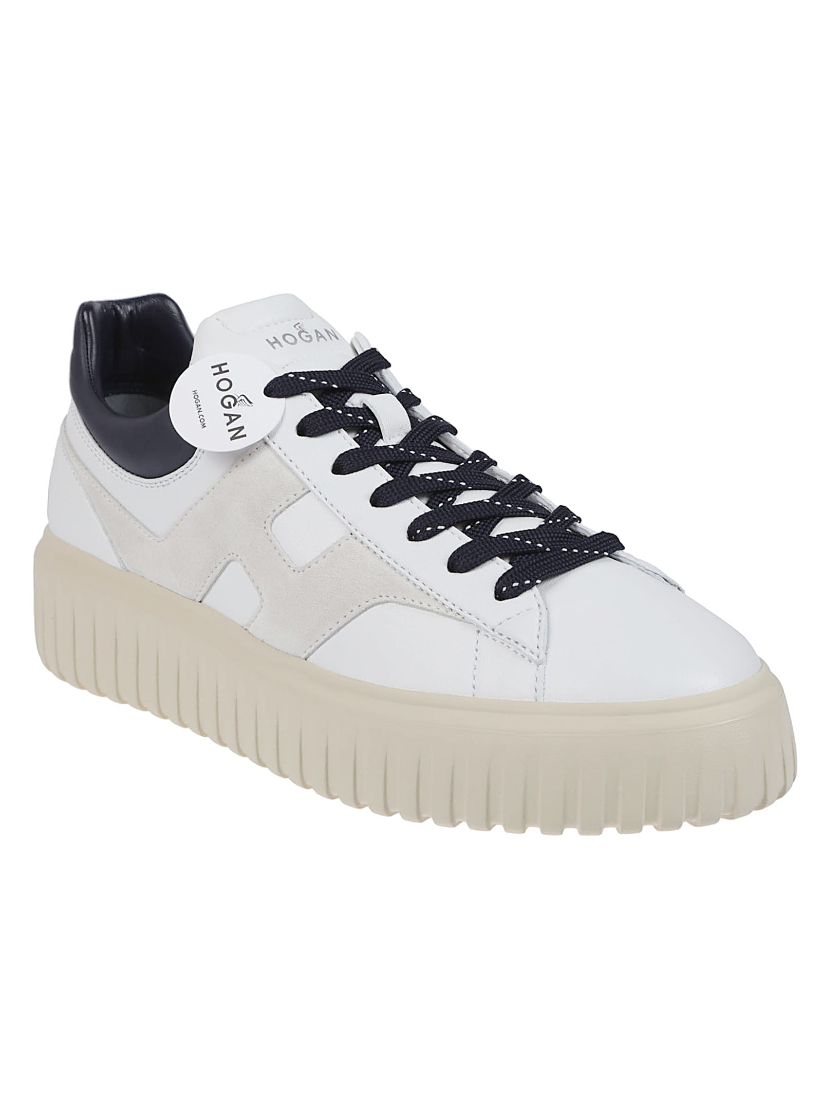 Hogan Lace-up White Sneakers With Logo Patch In White
