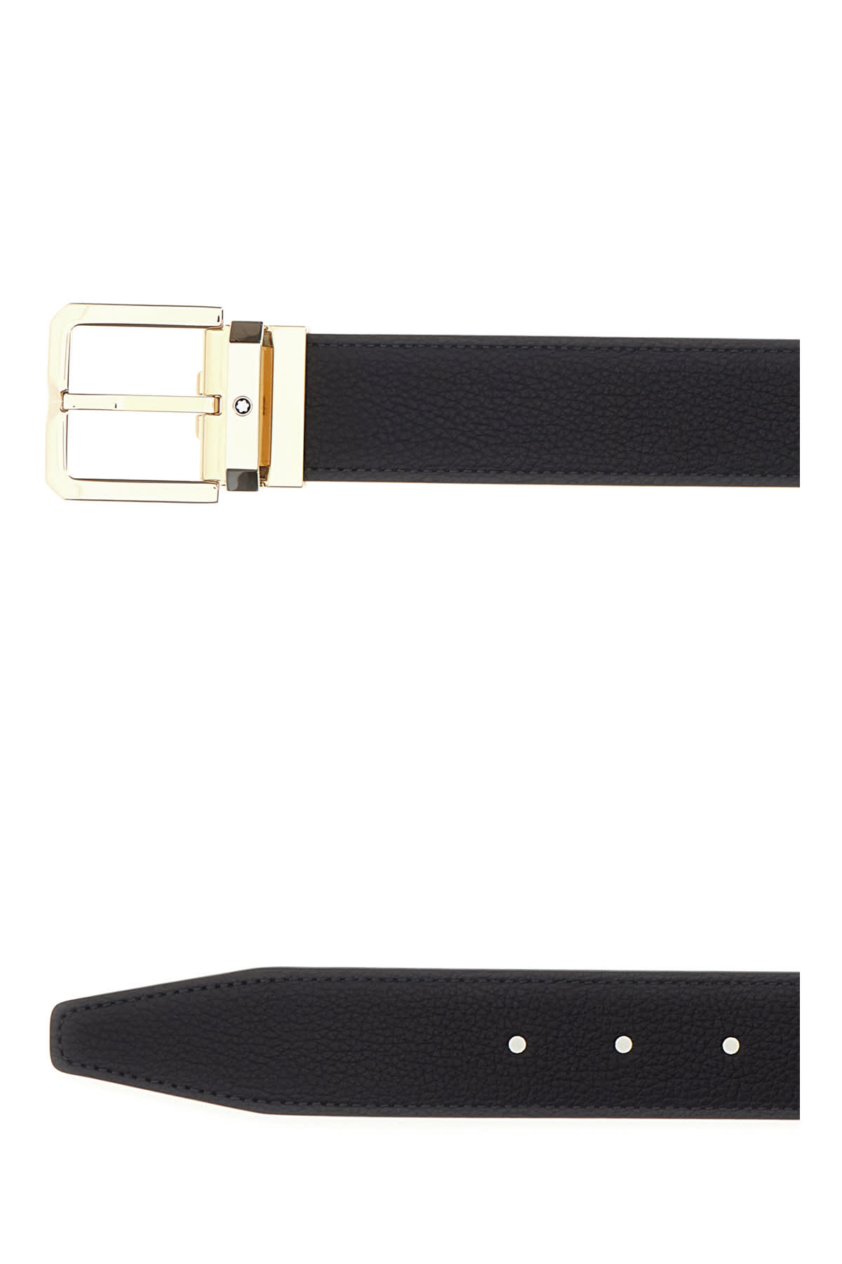 Shop Montblanc Black Leather Reversible Belt In Blue Black