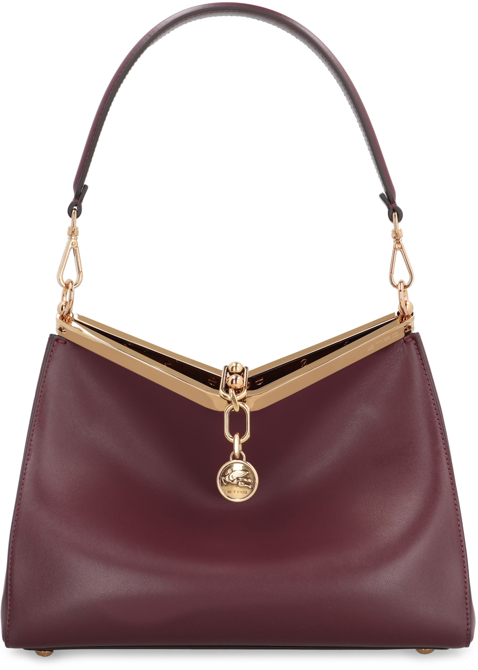 Shop Etro Vela Media Leather Shoulder Bag In Burgundy