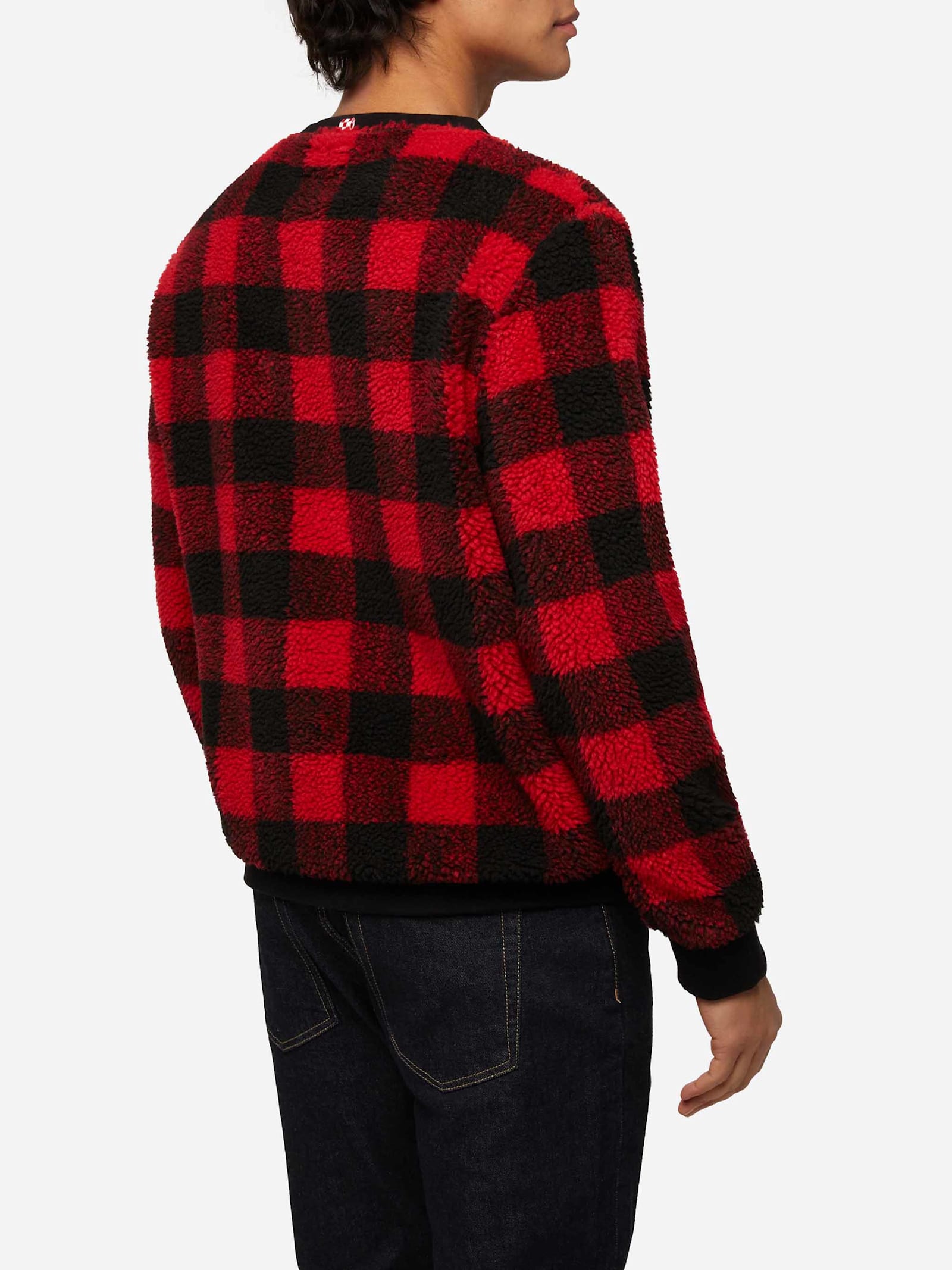 Mc2 Saint Barth Teddy-fleece Sweatshirt Oak With Check Print