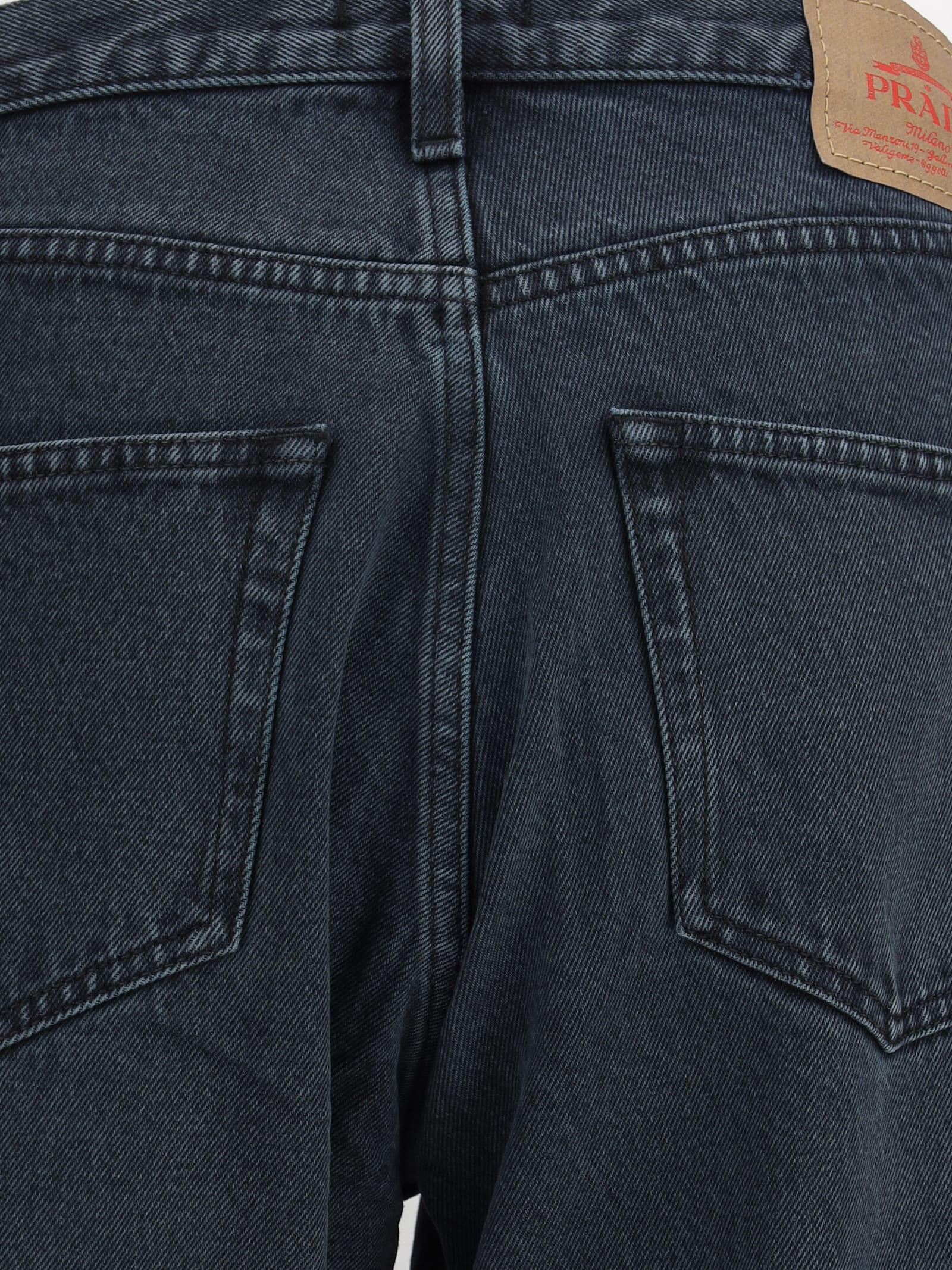 Prada Cotton Jeans With Iconic Back Pockets And Belt Loops In Black