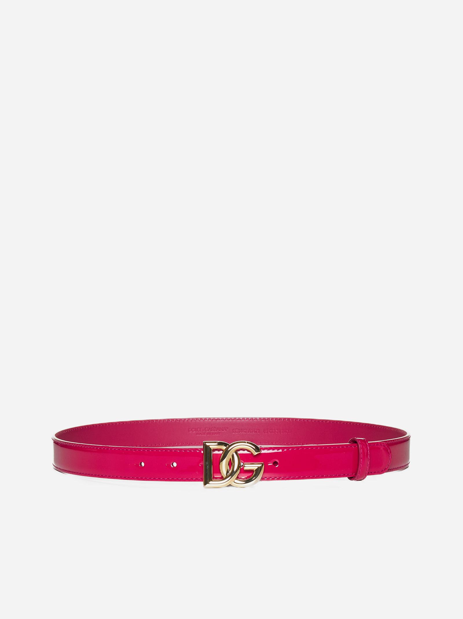 Shop Dolce & Gabbana Dg Logo Patent Leather Belt In Red