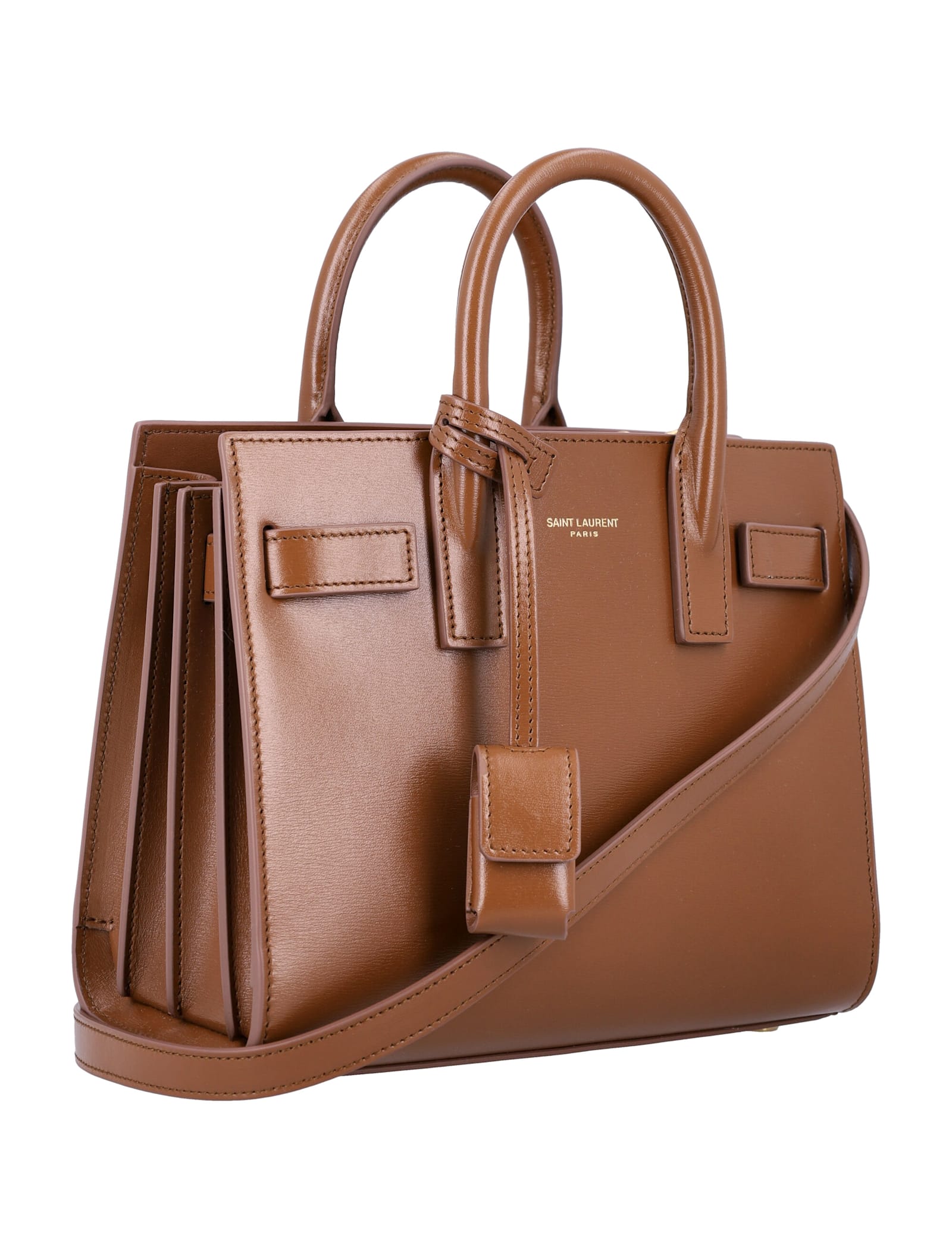 Saint Laurent Sac De Jour Leather Handbag In Brown