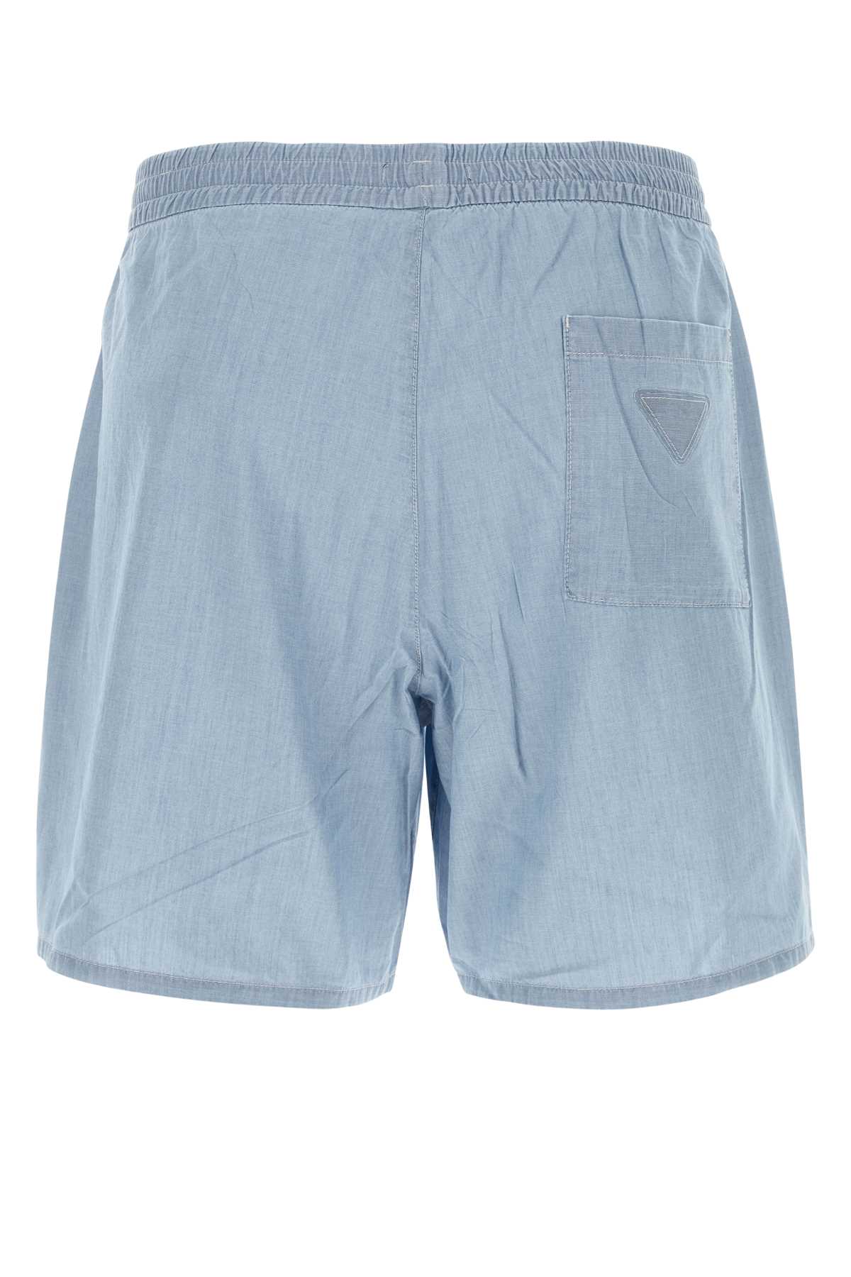 Shop Prada Light Blue Cotton Bermuda Shorts In Sky