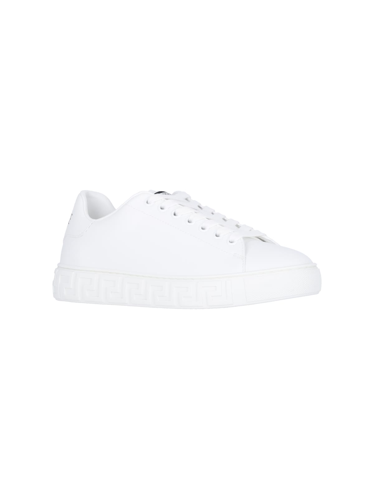 Shop Versace Greca Sneakers In White