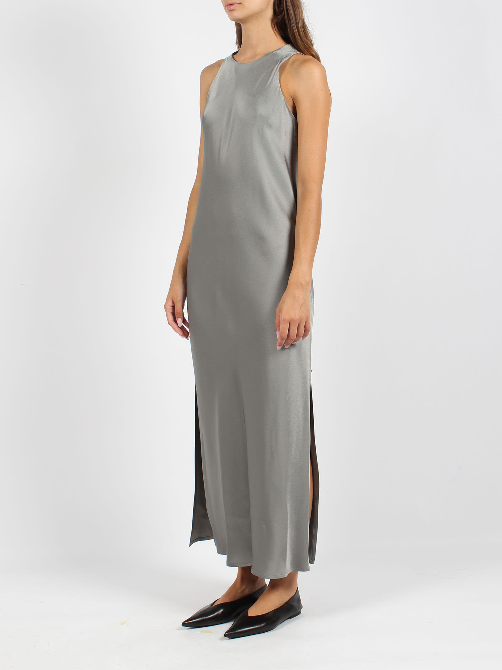 Shop Herno Fluid Satin Dress In Grey