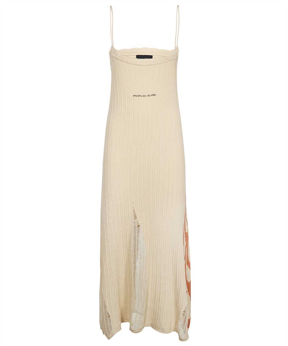 Vision Of Super Flame-print Midi Dress In Neutral