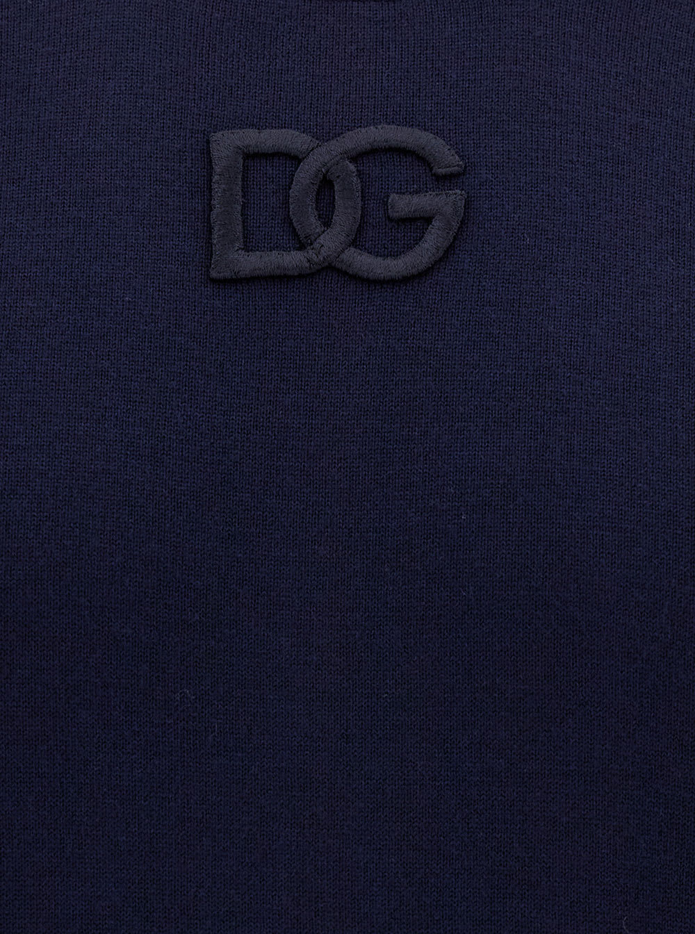 Shop Dolce & Gabbana Blue Crewneck Sweater With Tonal Logo Embroidery In Wool Man