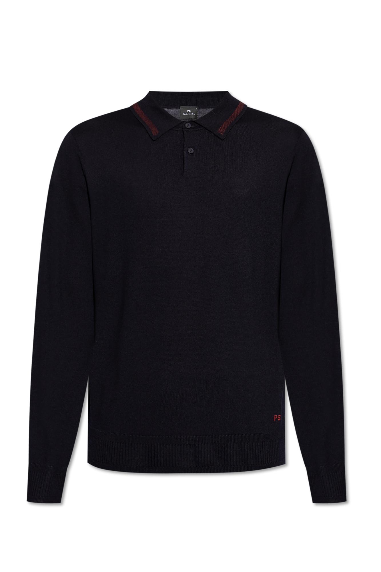 Paul Smith High Neck Polo With Zip In Blue