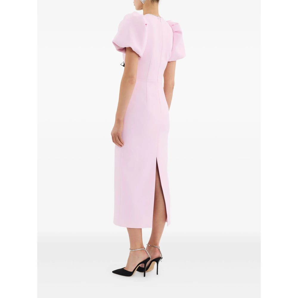 Rebecca Vallance Nemy Bow-embellished Crepe Midi Dress In Pink