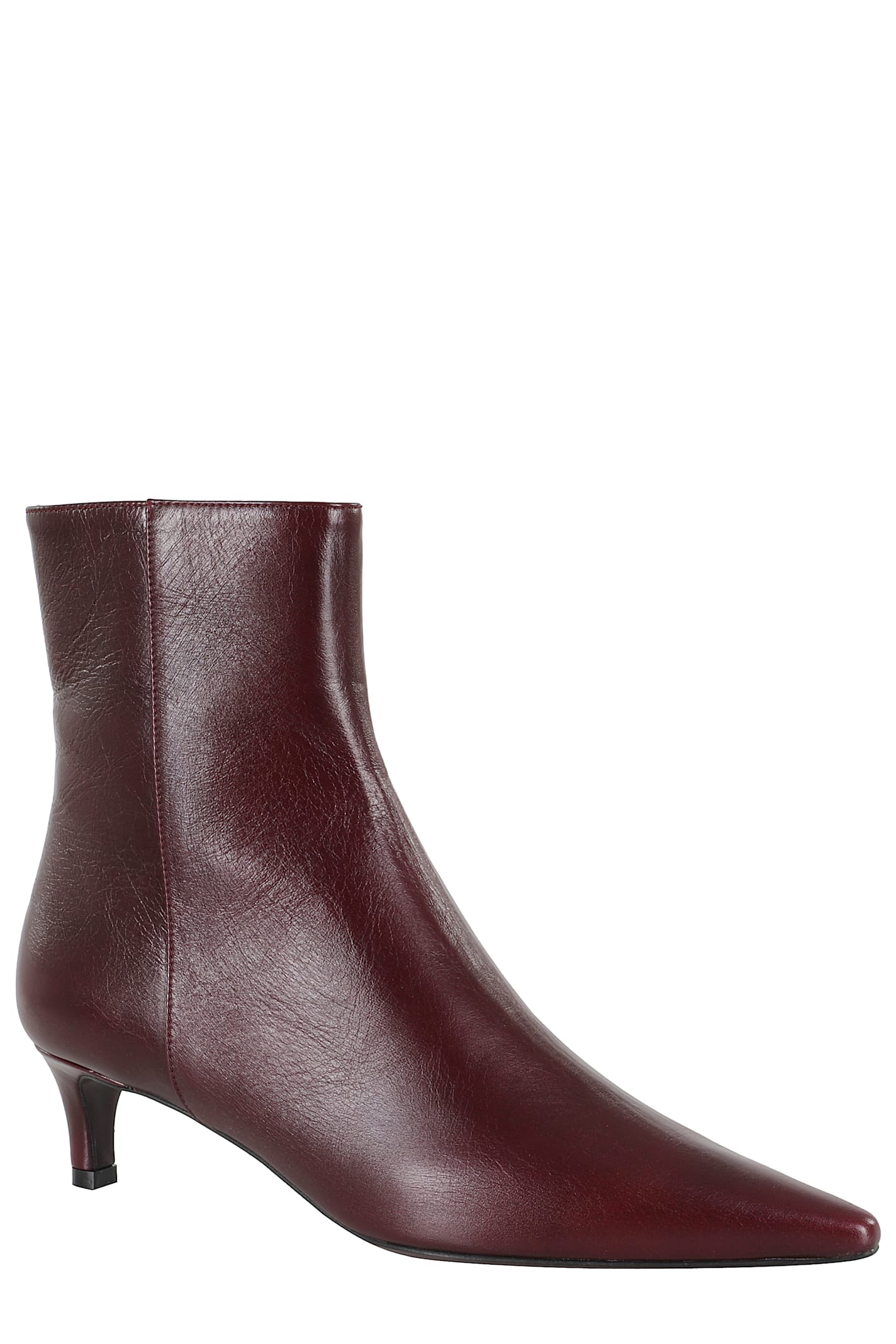 Roberto Festa Burgundy Leather Ankle Boot In Red