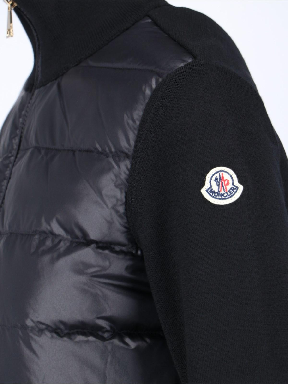 Shop Moncler Padded Zip Cardigan In Black