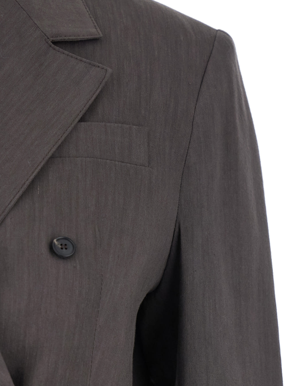 Tela Brown Double-breasted Suit With Notched Revers In Linen And Viscose Stretch Blend Woman In Brown