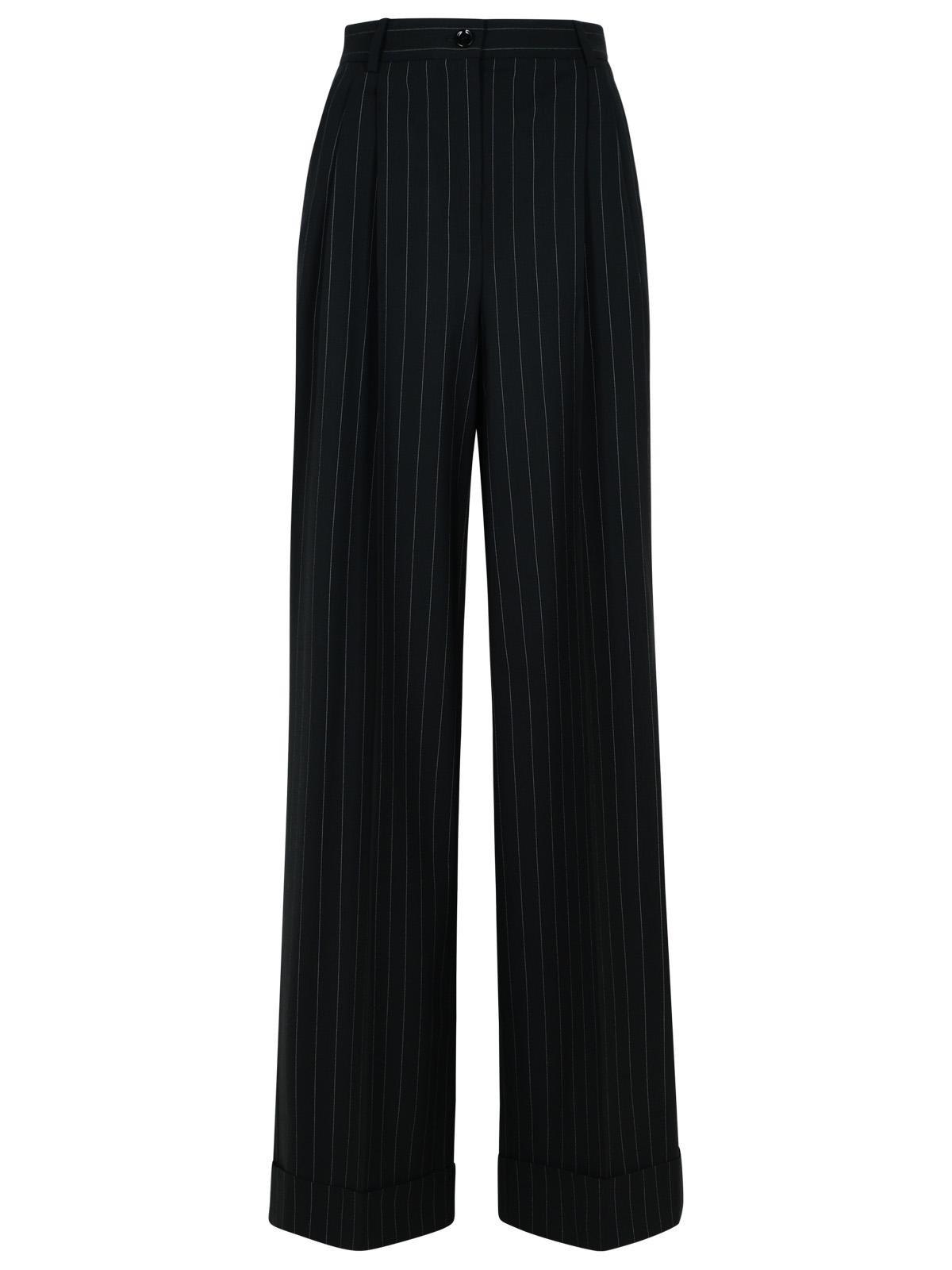 Shop Dolce & Gabbana Flared Pinstriped Pants In Black