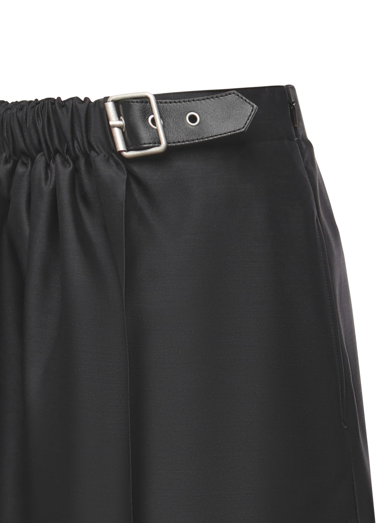 Loewe Wool And Silk Belted Trousers In Black