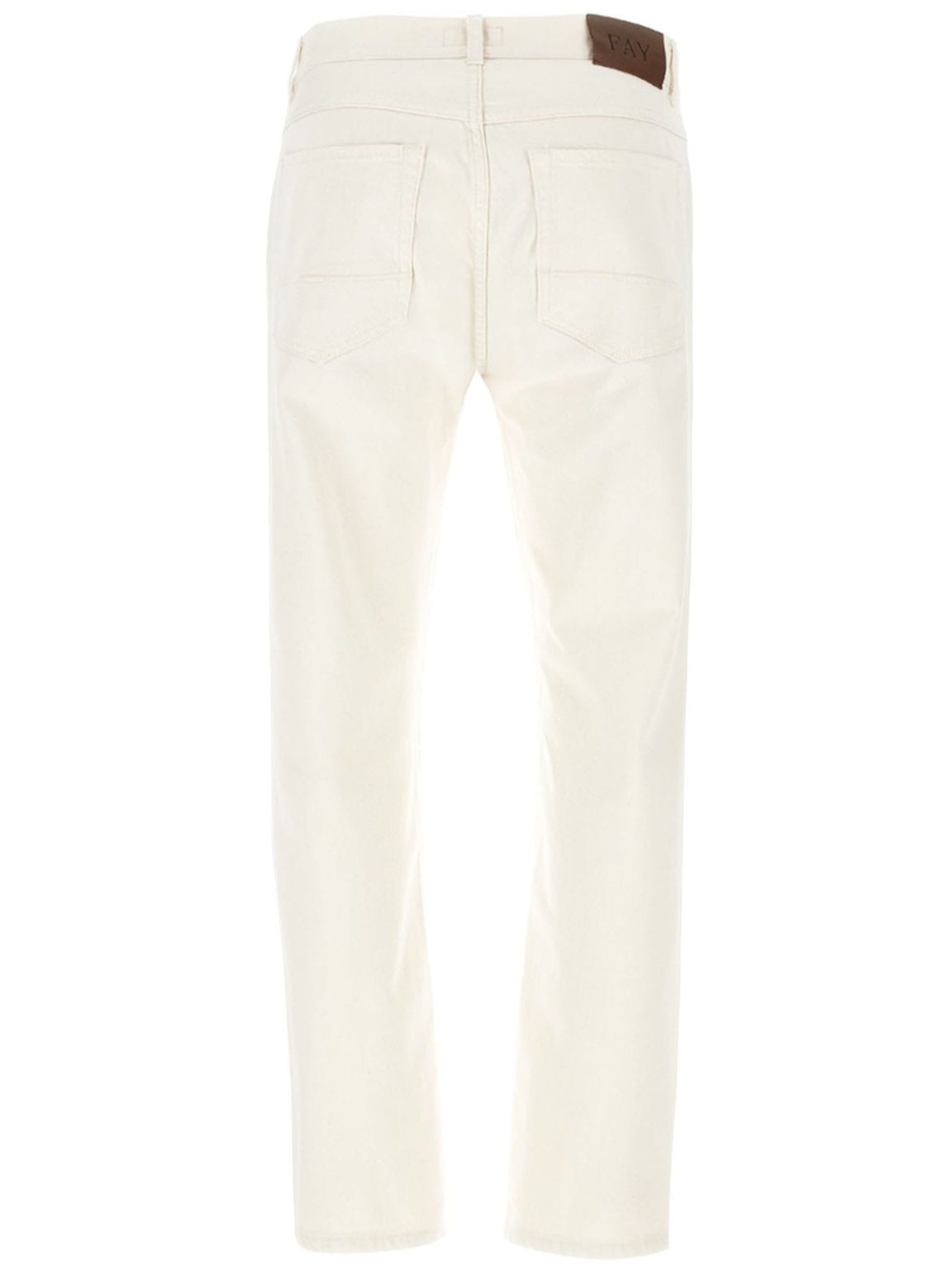 Shop Fay Straight Leg 5-pocket Jeans In Light Beige