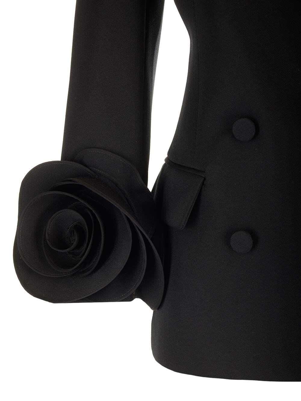 Shop Valentino Tuxedo Blazer With Roses In Black