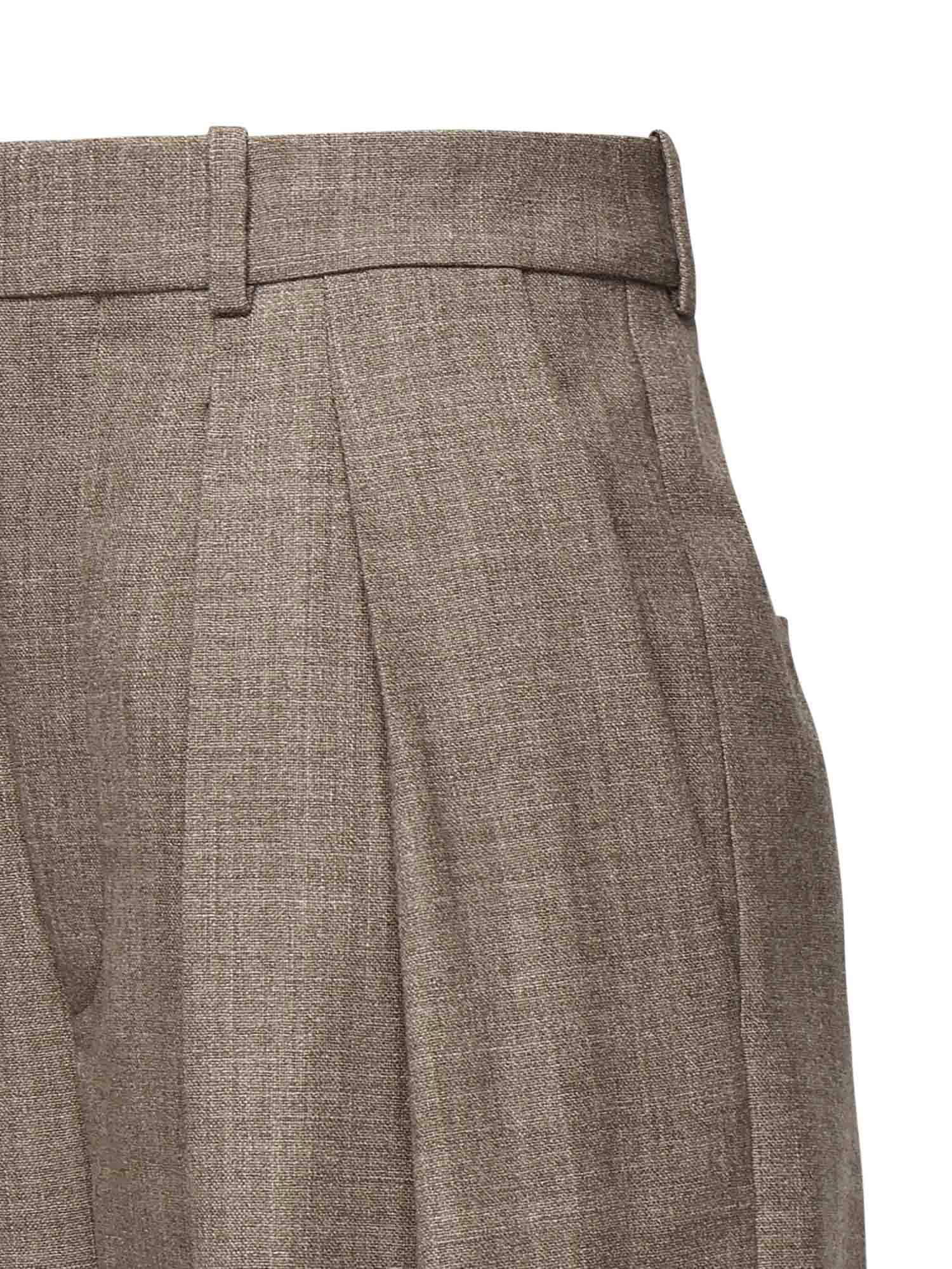 Saint Laurent Wide-leg Wool Trousers In Brown