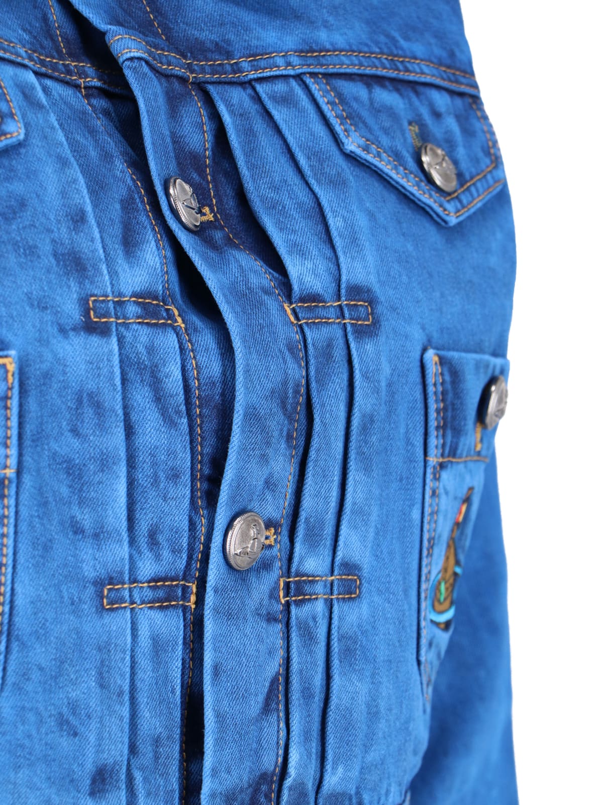 Shop Vivienne Westwood Logo Denim Jacket In Blue
