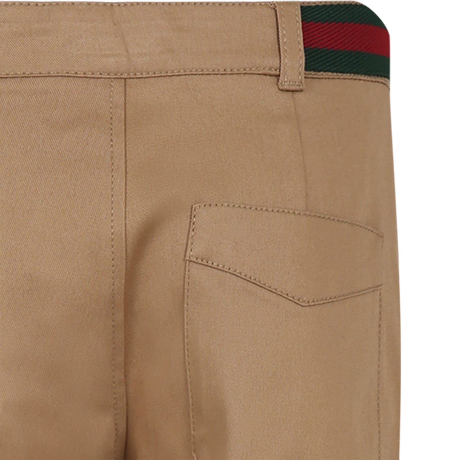 Shop Gucci Beige Trousers For Boy With Web Detail