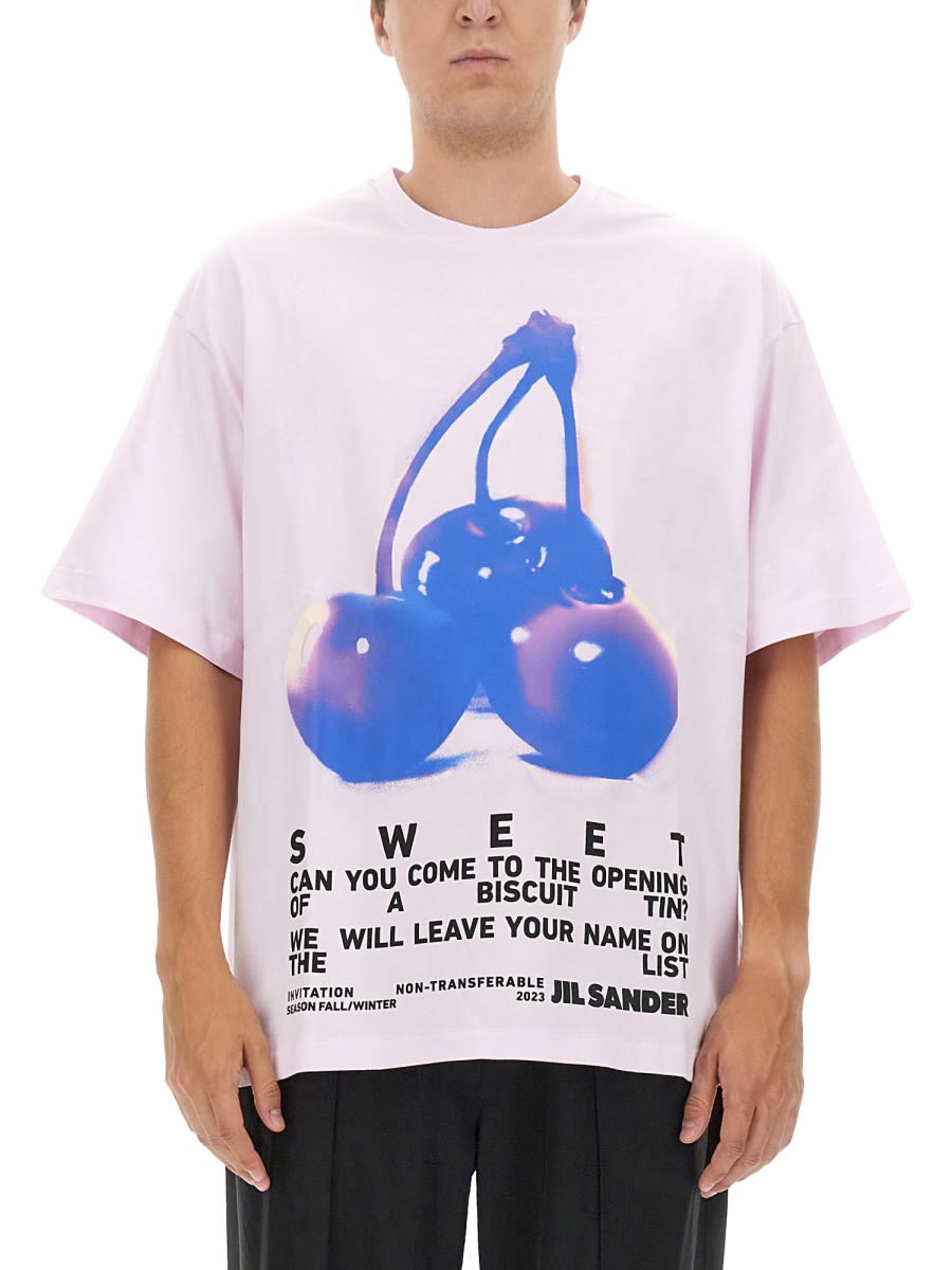 Shop Jil Sander T-shirt With Print In Pink