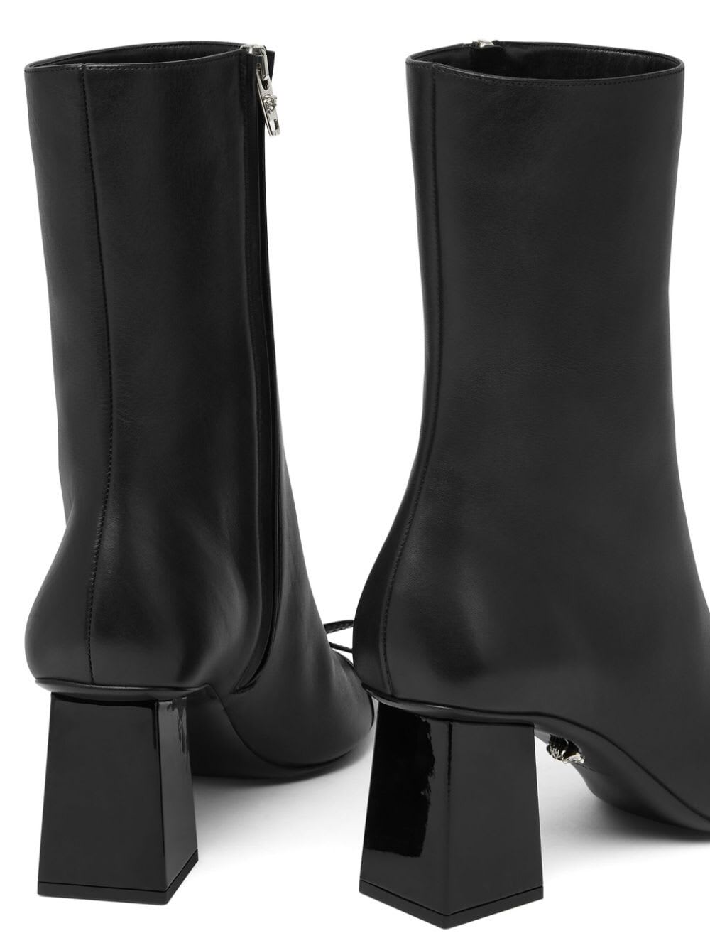 Shop Versace Booties T.70 Calf Leather In P Black Palladium