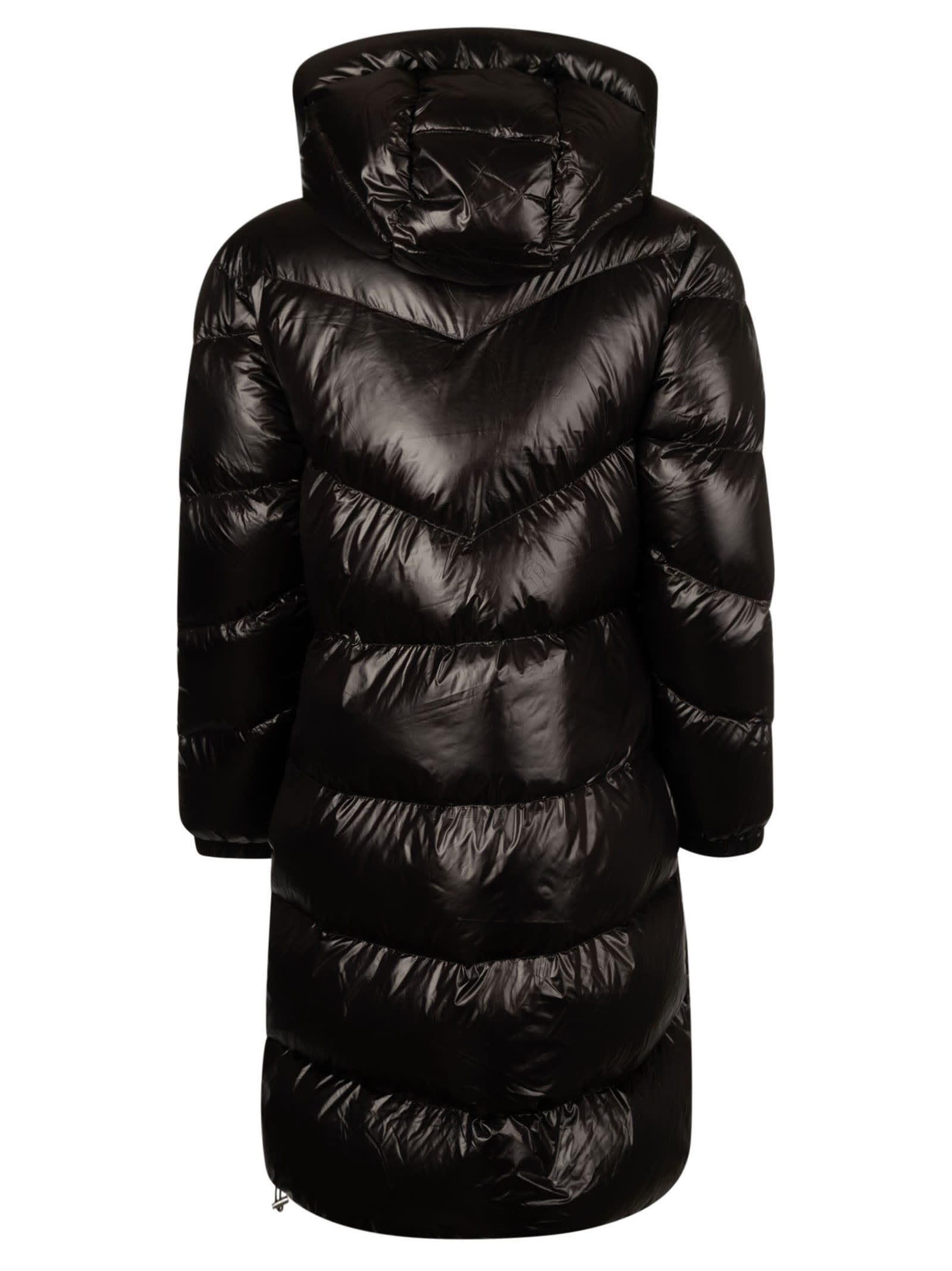 Shop Woolrich Wrap Padded Long Coat In Black