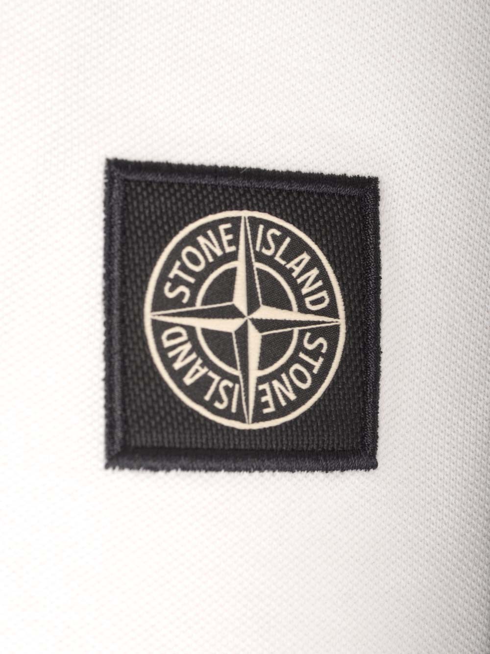 Shop Stone Island Logo Patched Regular Polo Shirt In White
