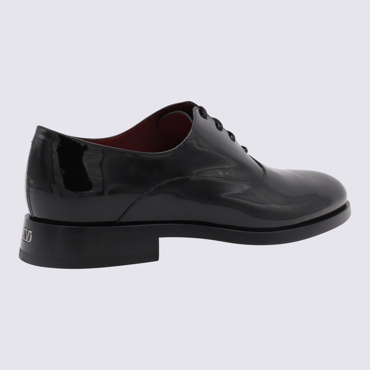 Shop Valentino Black Leather Lace Up Shoes