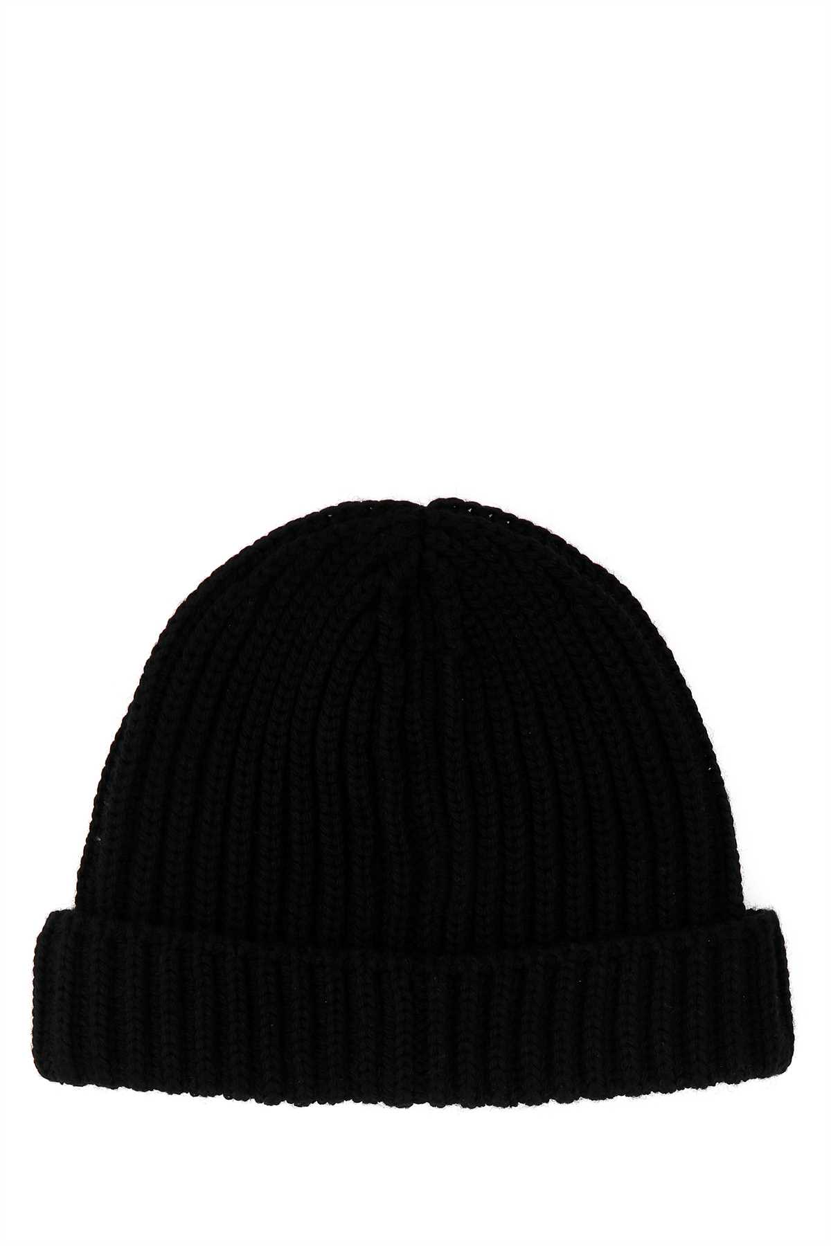 Shop Prada Black Wool Beanie Hat In F0002