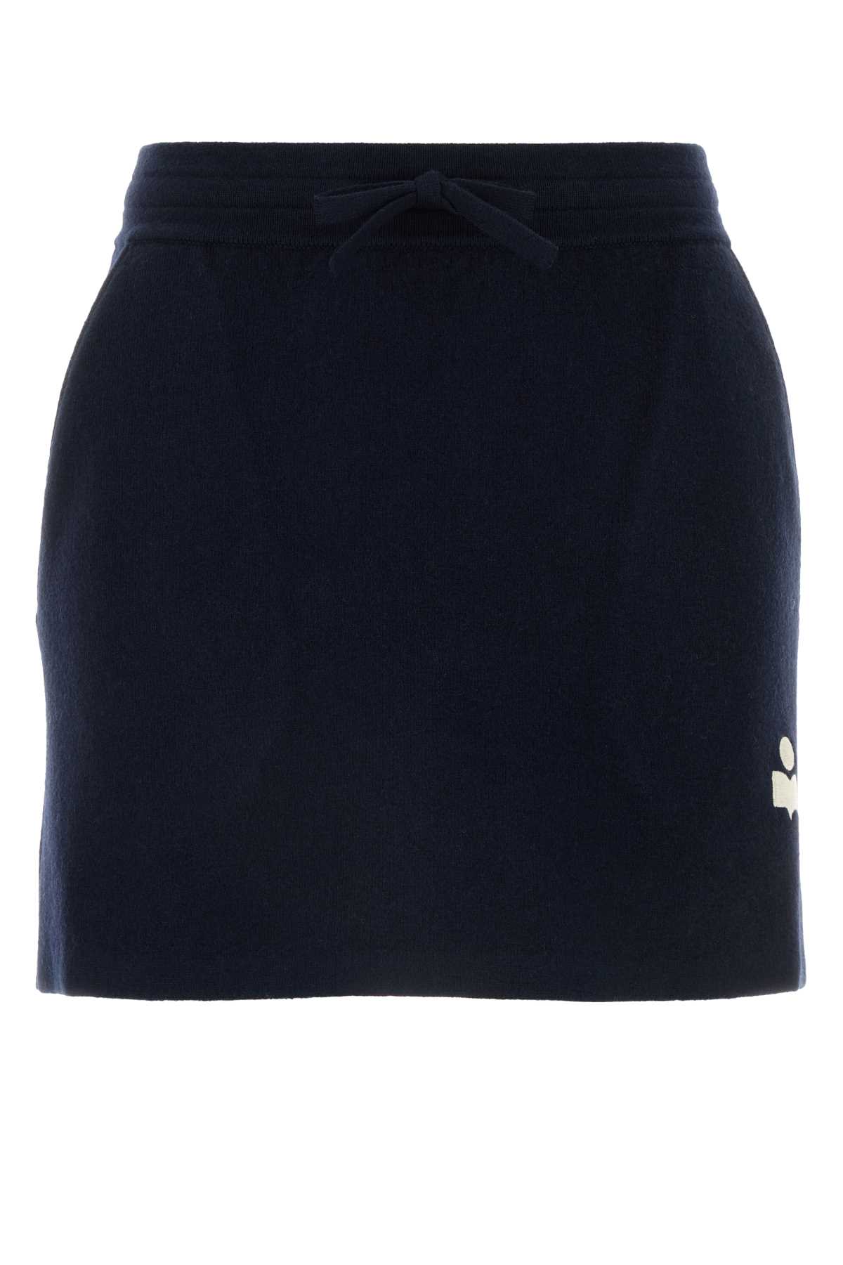 Shop Marant Etoile Midnight Blue Stretch Cotton Blend Amaline Mini Skirt