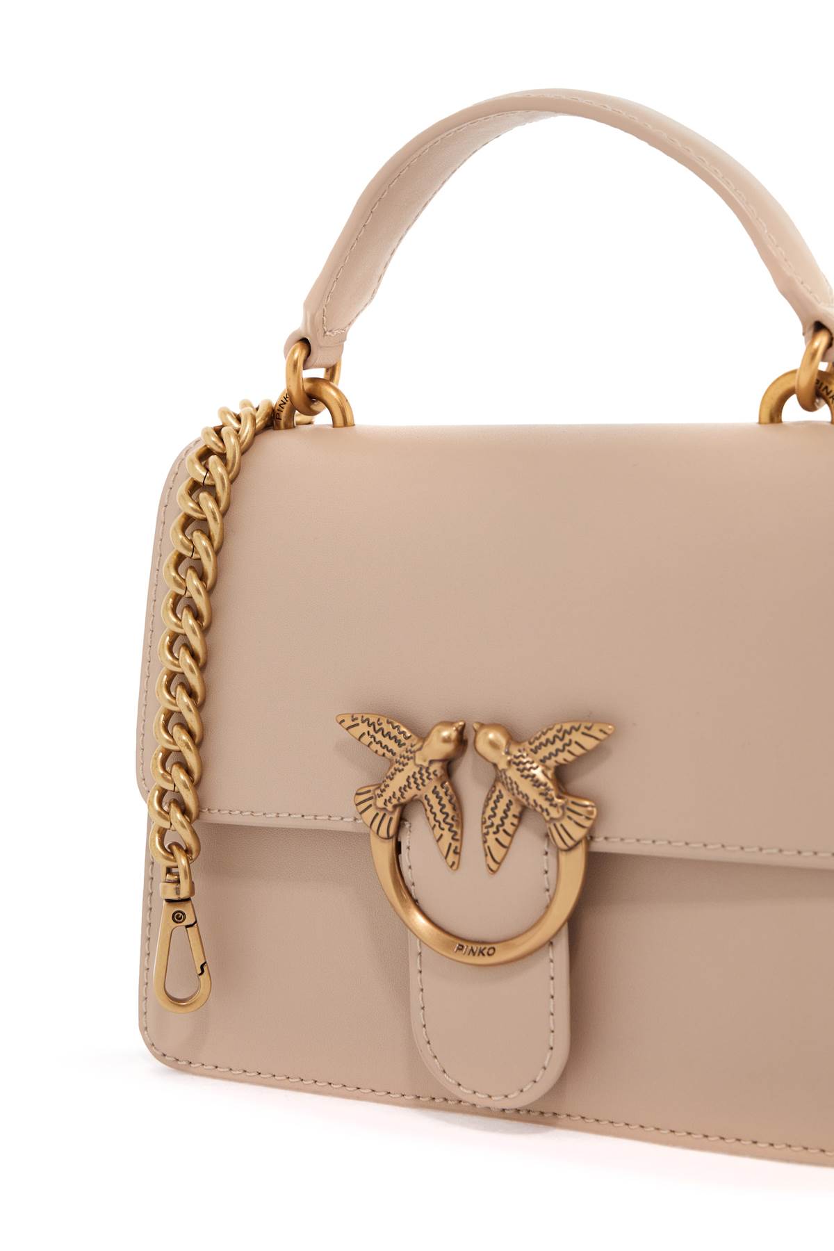 Shop Pinko Love One Handbag In Beige-grigio Fumo-antique Gold