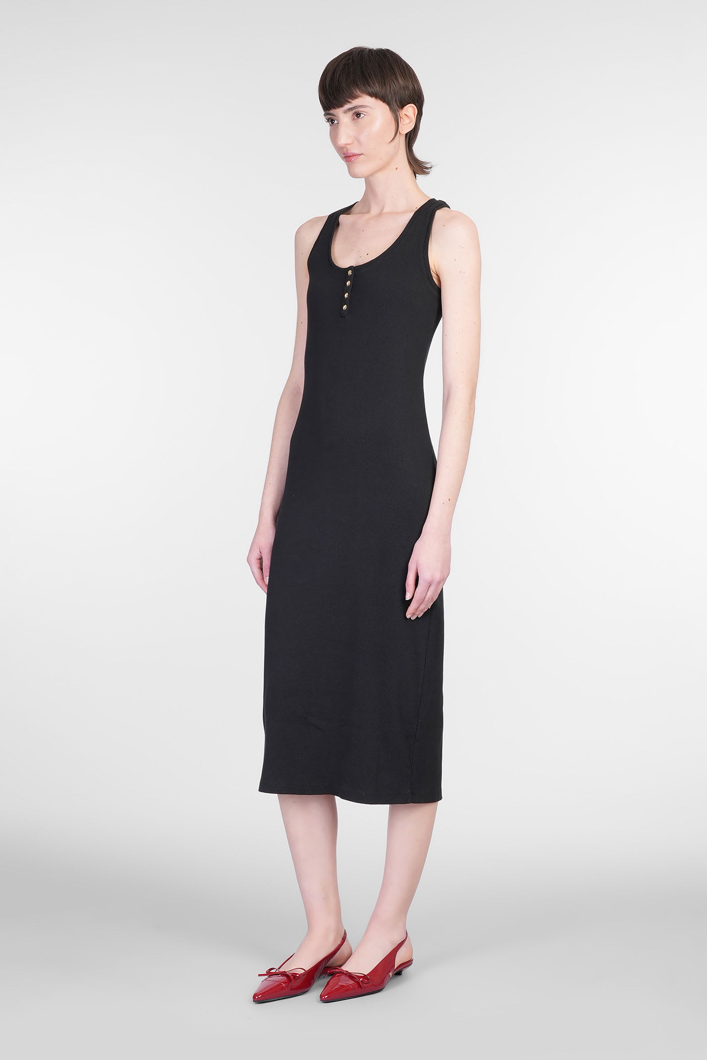 Anine Bing Alessia Cotton-blend Jersey Midi Dress In Black