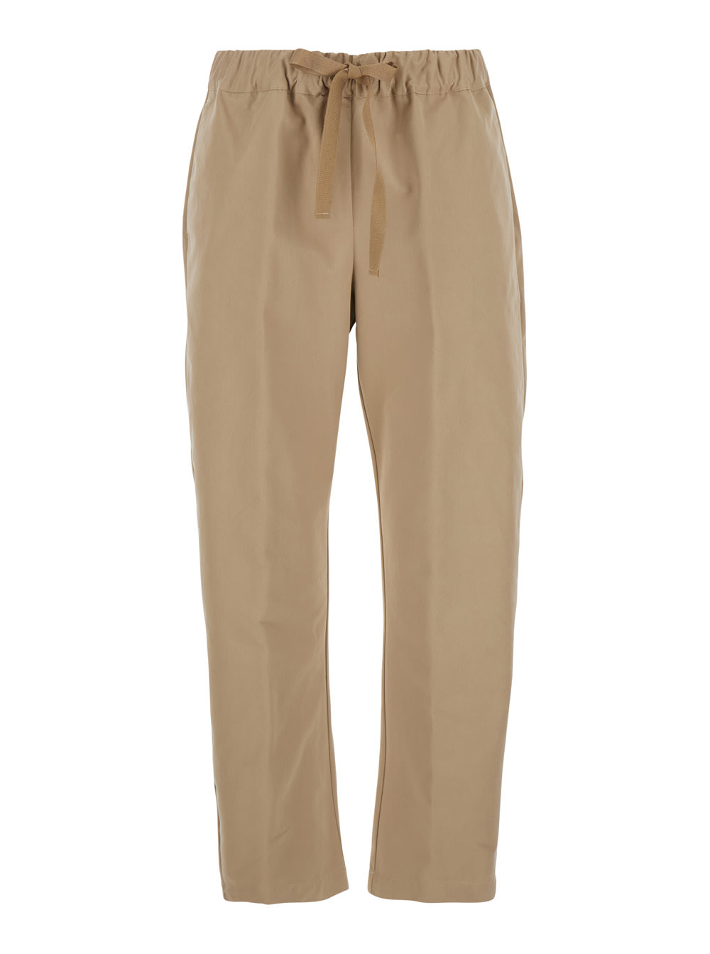 SEMICOUTURE BUDDY BEIGE PANTS WITH DRAWSTRING WAIST IN COTTON WOMEN