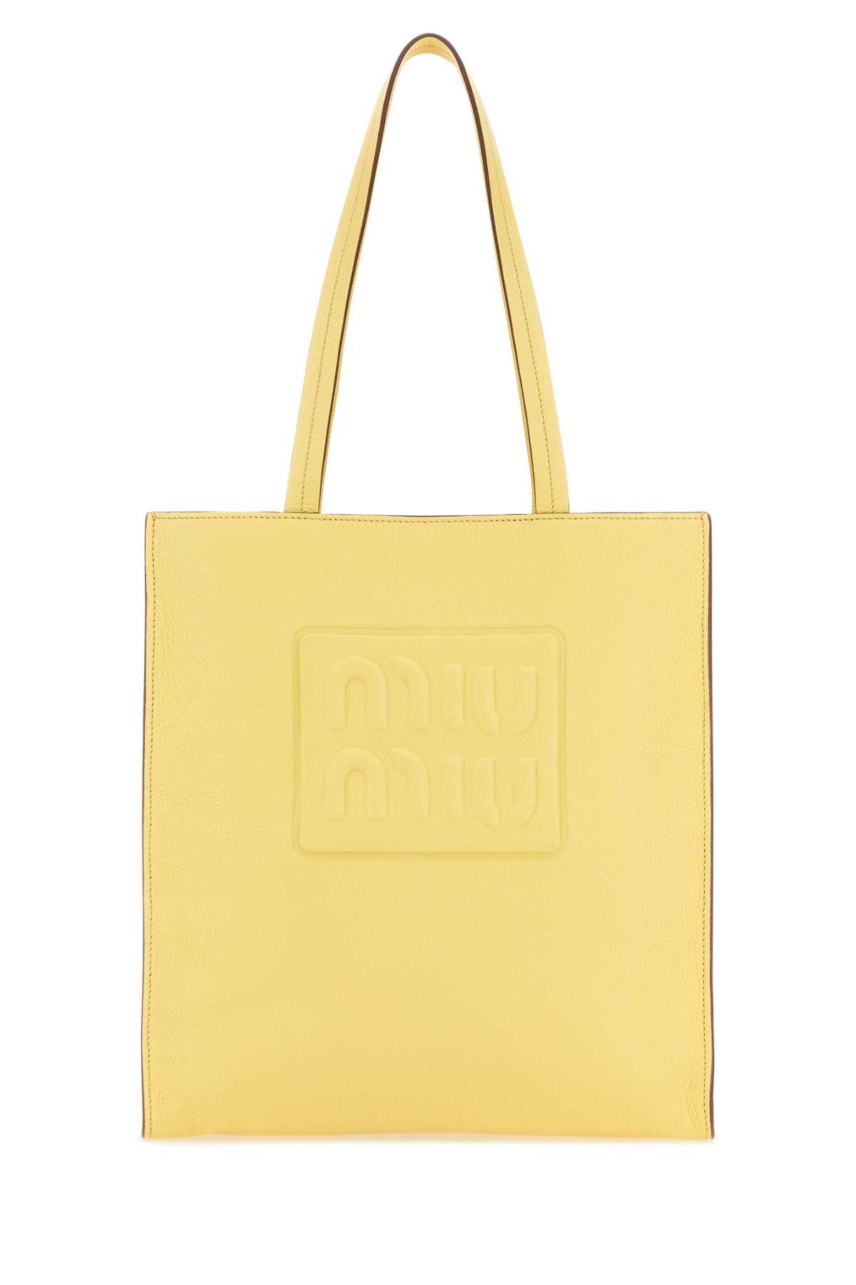 Pastel Yellow Leather Shopping Bag