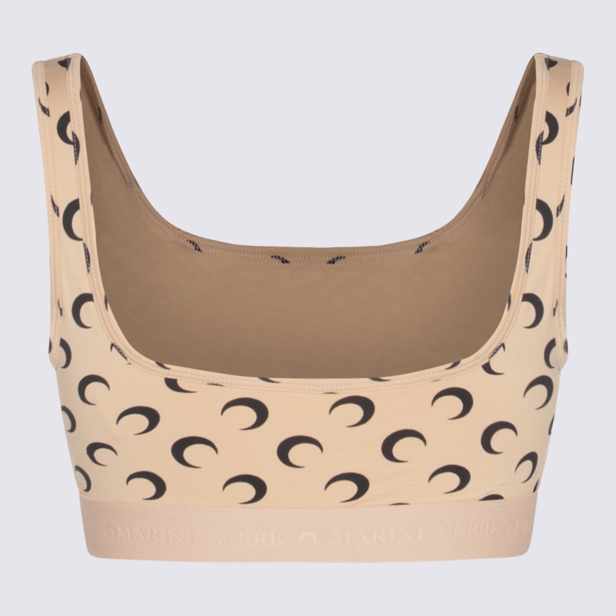 Marine Serre Beige Top With All-over Crescent Moon Print In Brown