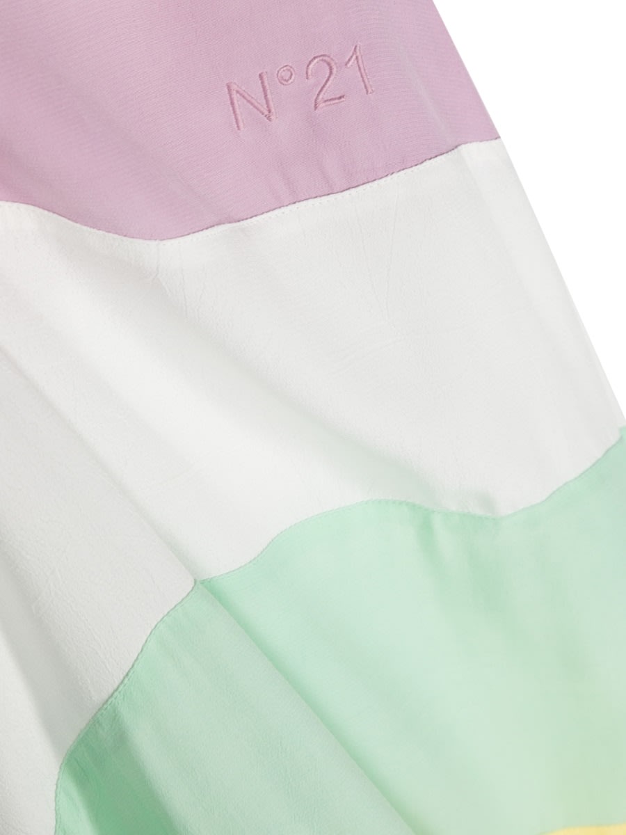 N°21 Striped Embroidered-logo Dress In Multicolour